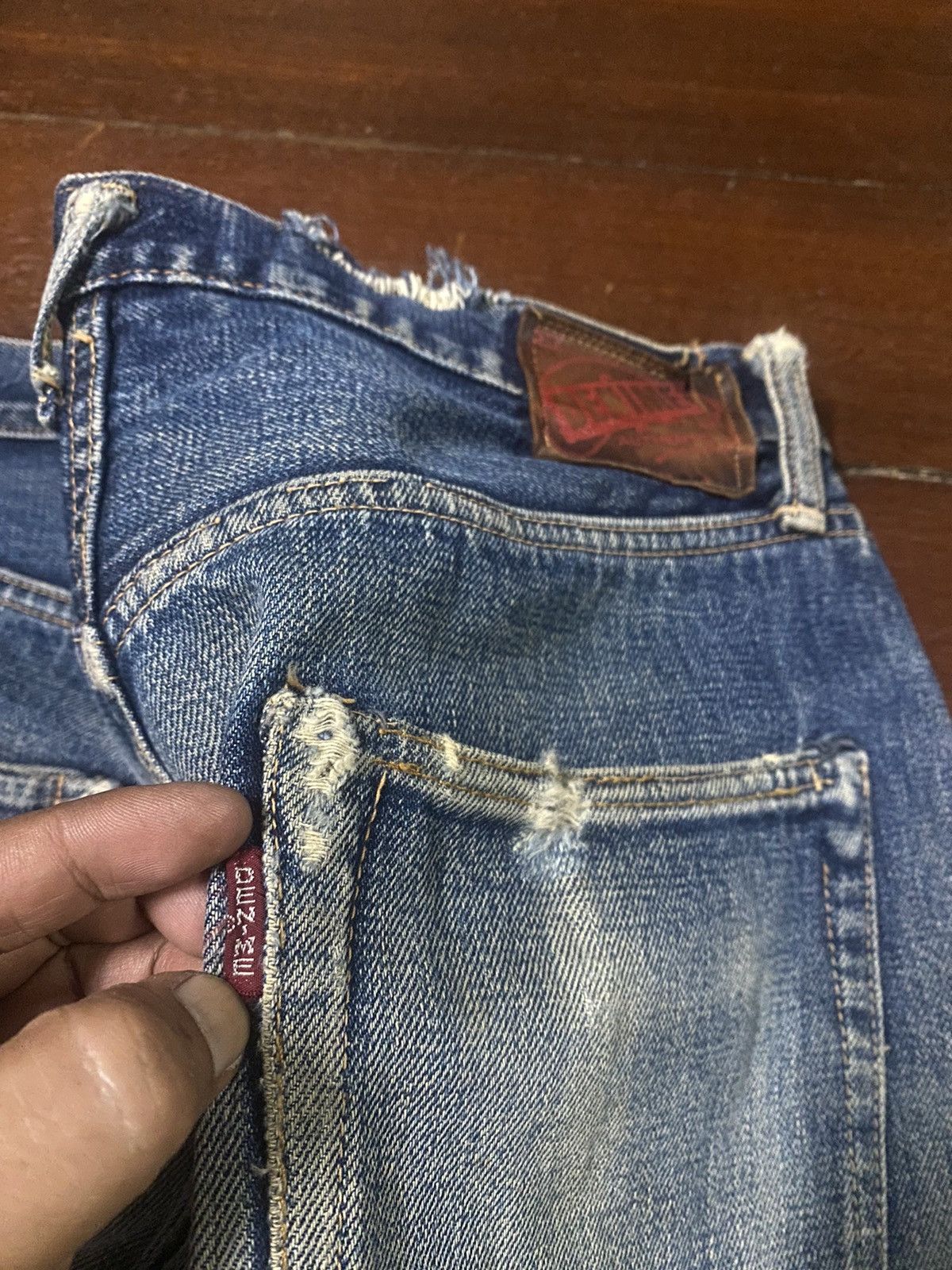 Denime Vintage 90s DENIME Japan Selvedge Distressed patch leather Size US 34 / EU 50 - 20 Thumbnail