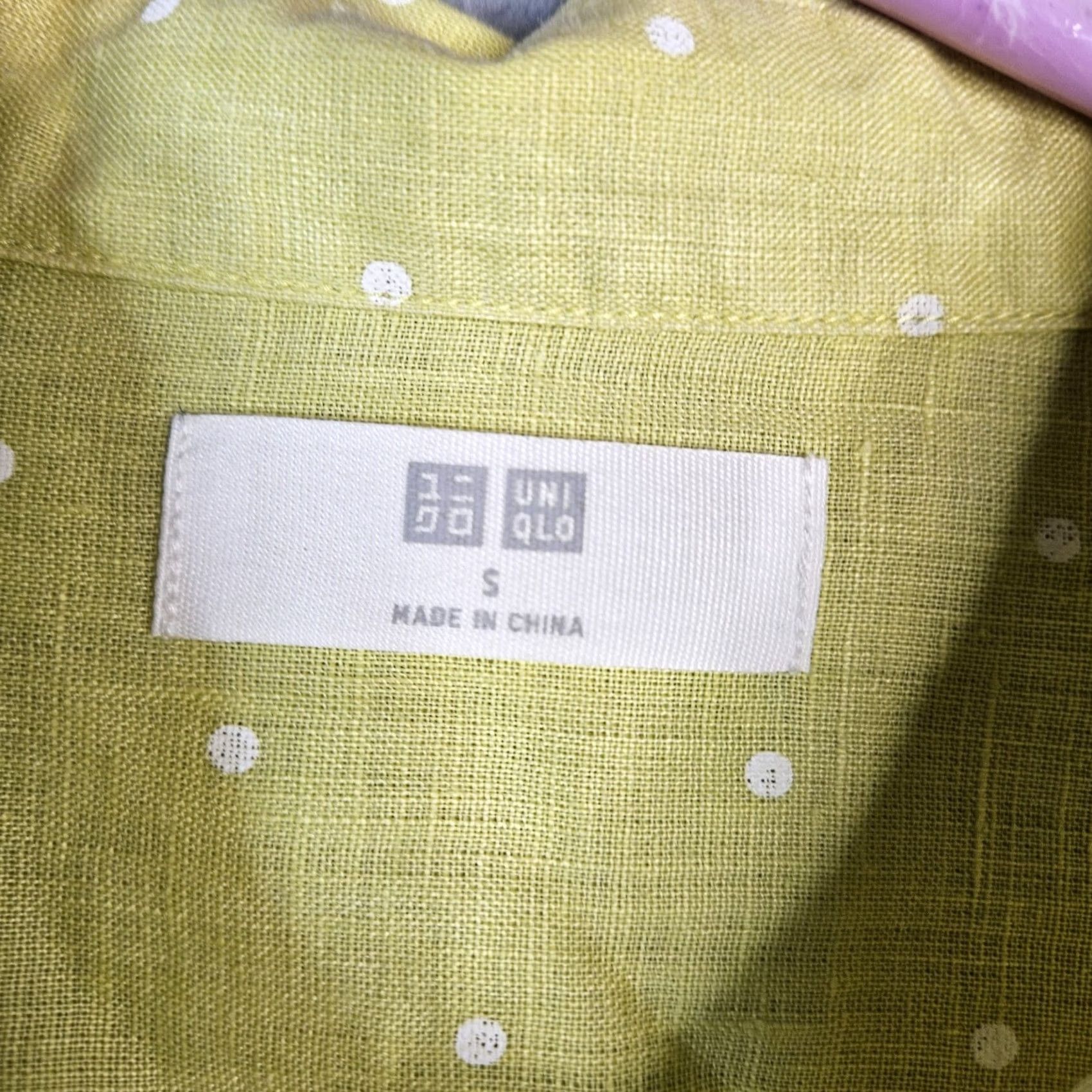 Uniqlo Uniqlo Shirt Button-Up Linen Yellow White Polka Dot Size S Regular Womens Classic Button-Up Shirt Womens Size S / US 4 / IT 40 - 5 Thumbnail