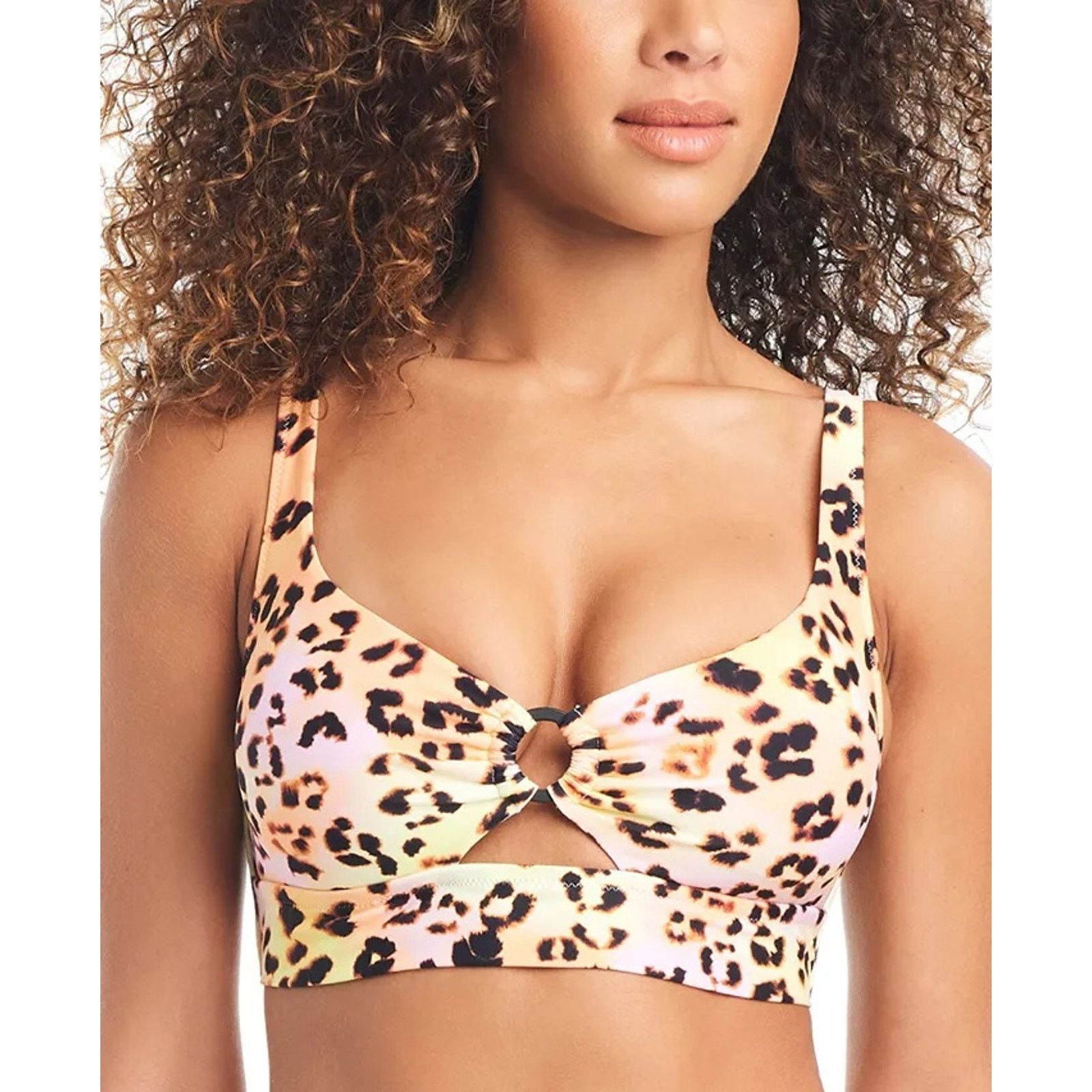 Bar III Bar III Women Leopard Print O-Ring Swim Bikini Top Size S Size ONE SIZE - 1 Thumbnail
