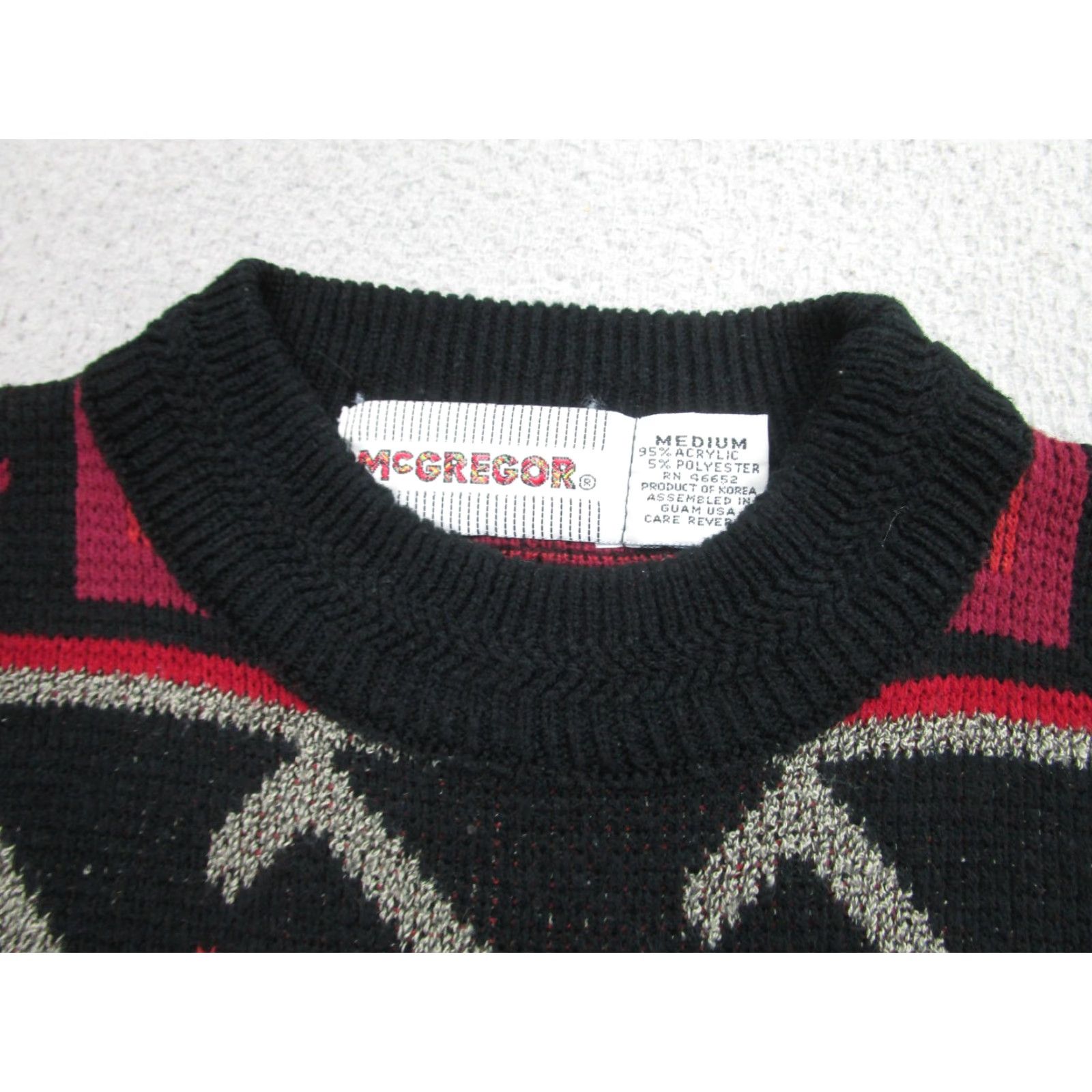 McGregor Vintage McGregor Sweater Mens Medium Black Red Aztec Geometric Knit Crewneck 90s Size US M / EU 48-50 / 2 - 6 Thumbnail