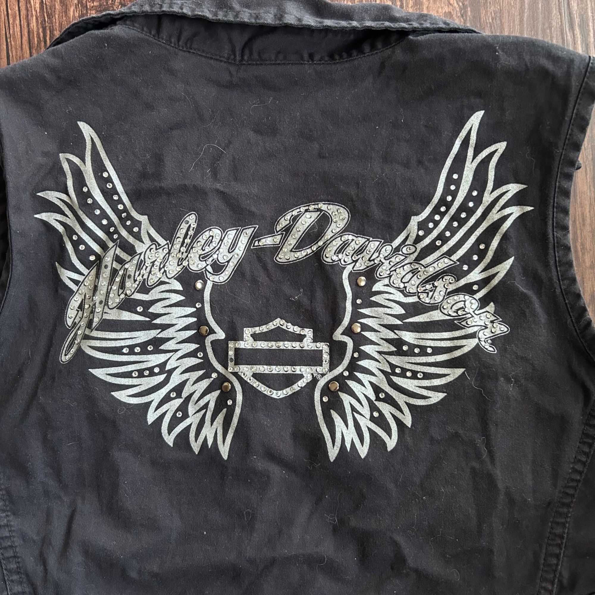 Harley Davidson Vintage/Y2K Rhinestone Harley Davidson Button-Up Vest Size L / US 10 / IT 46 - 5 Thumbnail