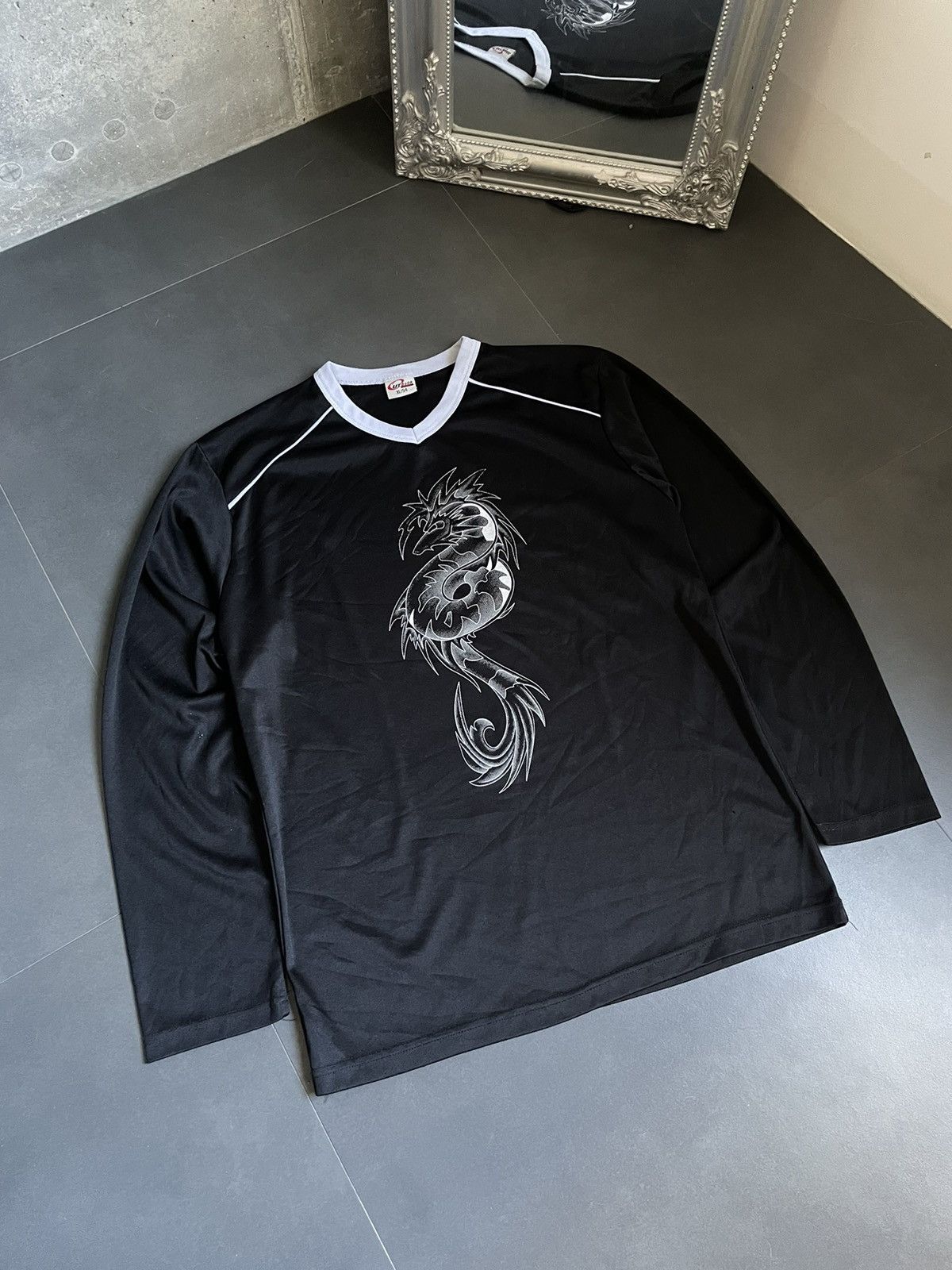 Japanese Brand Crazy Baggy Vintage Y2K Dragon Tribel Skulls Flames Cyber Size US XL / EU 56 / 4 - 12 Thumbnail