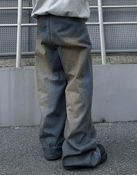 Japanese Brand × Vintage Avant garde reverse front dirty mud dyed jeans pants Size US 34 / EU 50 - 5 Thumbnail