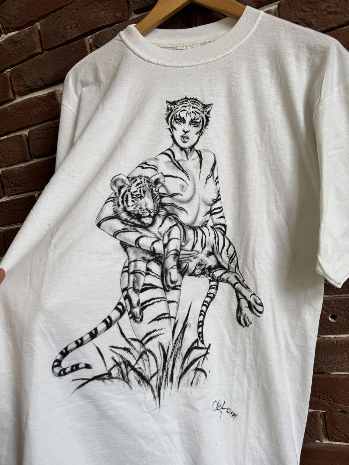 Band Tees Rare Vintage Olivia Berardinis Zebra Pin Up Sexy Art Tee 90s Size US XL / EU 56 / 4 - 2 Thumbnail