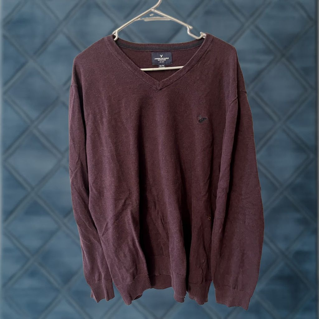 American Eagle Outfitters AMERICAN EAGLE Sweater Men’s Maroon V-neck Size XXL Size US XXL / EU 58 / 5 - 1 Thumbnail