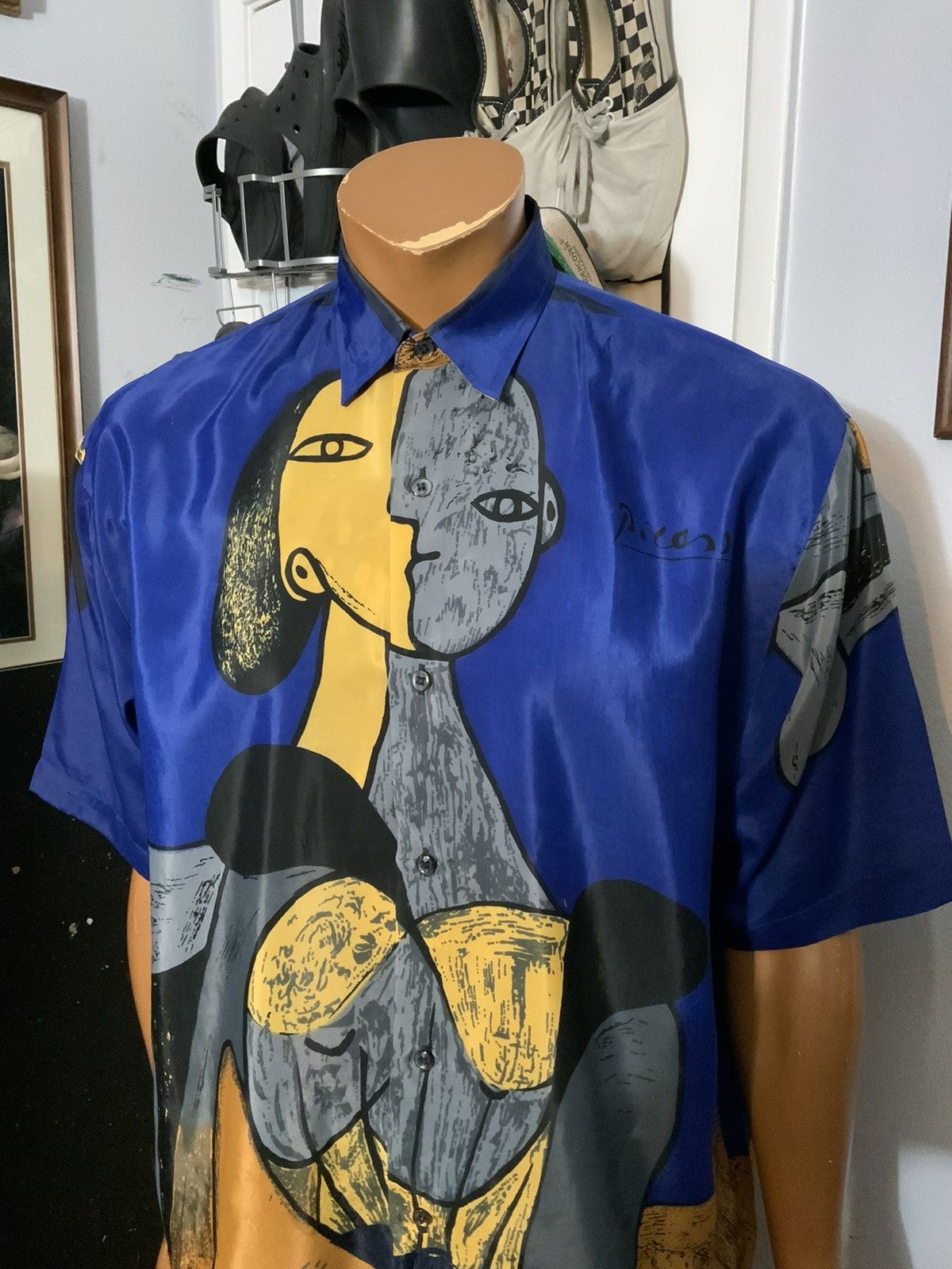 Vintage Vintage 80s 90s Picasso Art Cubism Sheer Joined Hands Shirt Size US L / EU 52-54 / 3 - 9 Thumbnail