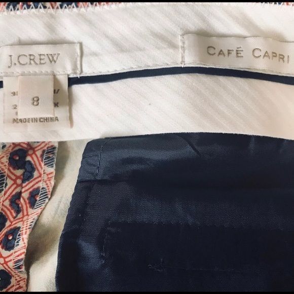 J.Crew J. Crew Cafe Capri Red Blue Cotton Blend Pants 8 Size 30" / US 8 / IT 44 - 3 Thumbnail