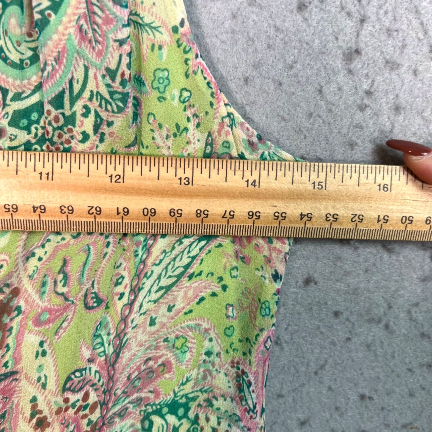 Vintage Jonathan Martin Dress Womens Size 8 Maxi Paisley Green Pink V Neck Size M / US 6-8 / IT 42-44 - 6 Thumbnail