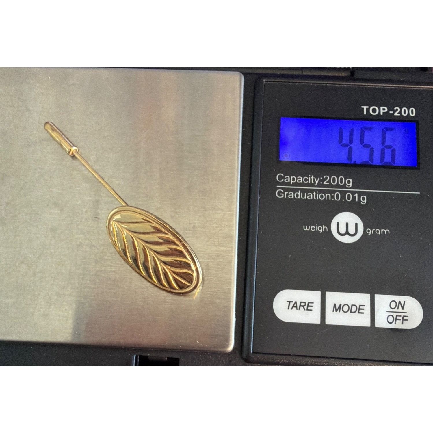 Other Vintage Gold Plated Stick Hat Pin Leaf Pattern Oval 2" Estat Size ONE SIZE - 5 Thumbnail