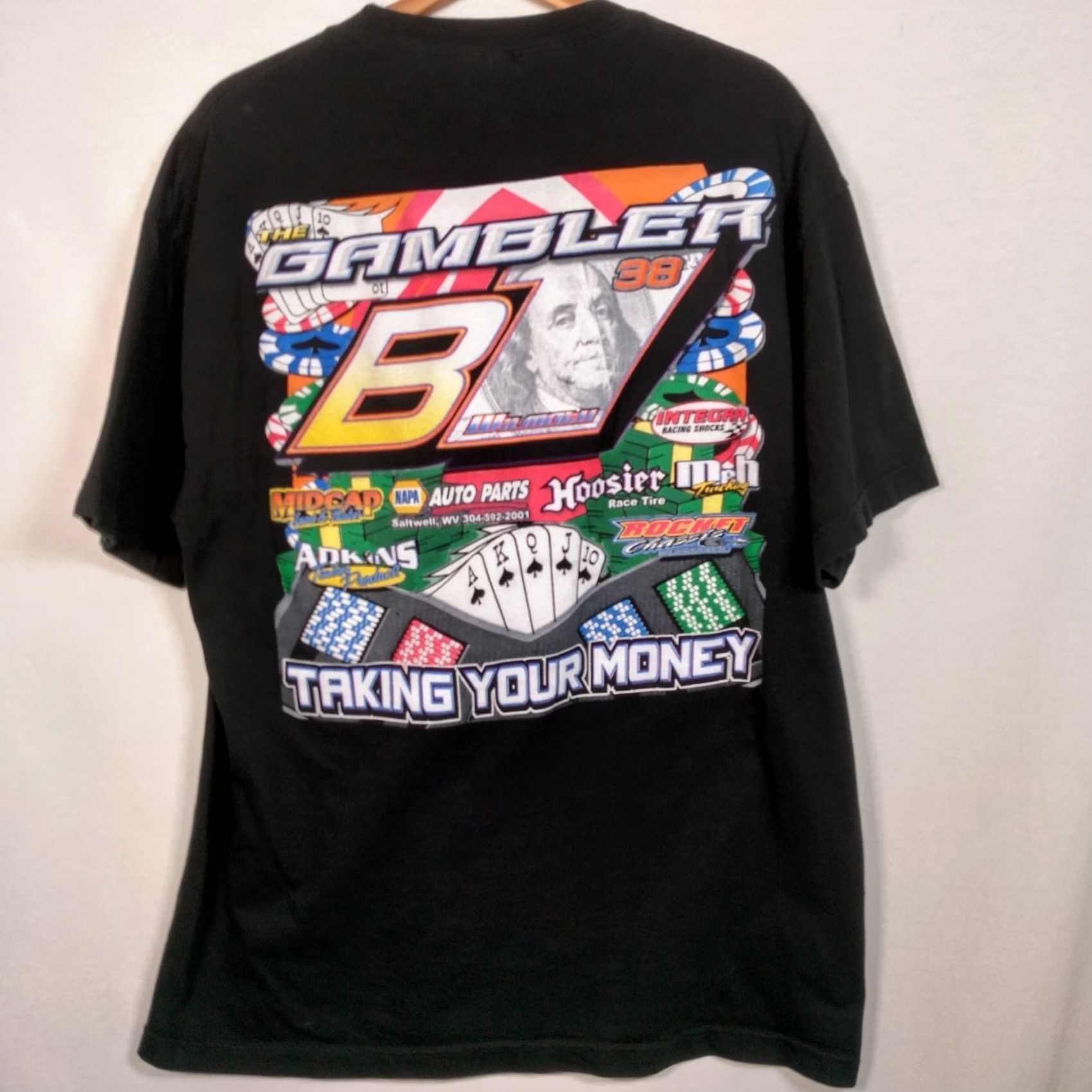 Vintage VINTAGE Diamond Style Alstyle Apparel The Gambler Race Car Shirt XL Men Black Short Sleeve Crew Neck Double-Sided Racing T Shirt West Virginia Size US XL / EU 56 / 4 - 4 Thumbnail
