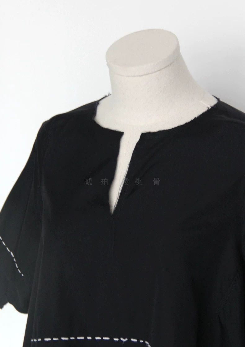 Comme des Garcons Comme Des Garcons Navy blouse with white line and draped s Size M / US 6-8 / IT 42-44 - 4 Thumbnail