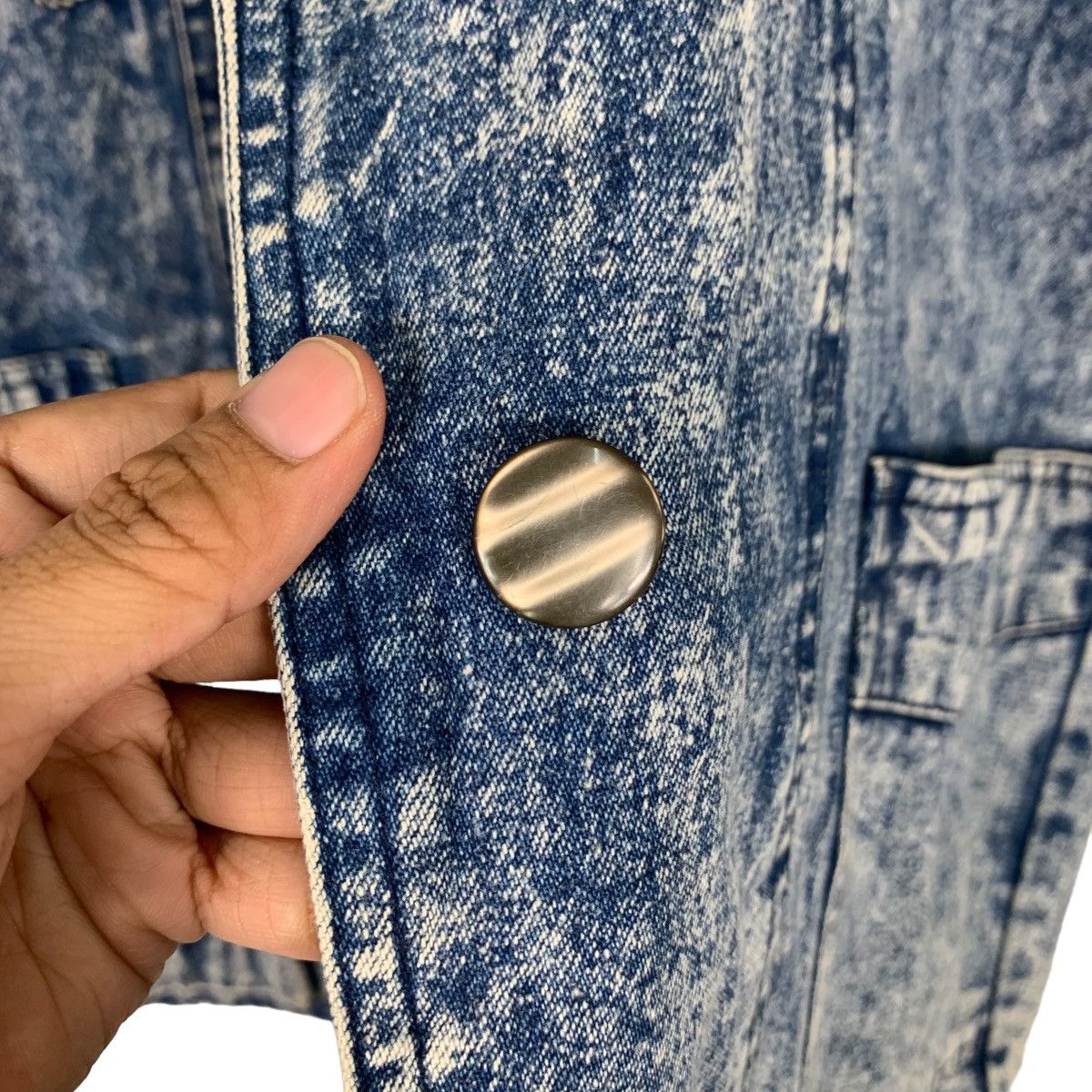 Japanese Brand MIREILLE Embroidery Logo Acid Wash Denim Jacket #1096-C50 Size L / US 10 / IT 46 - 14 Thumbnail