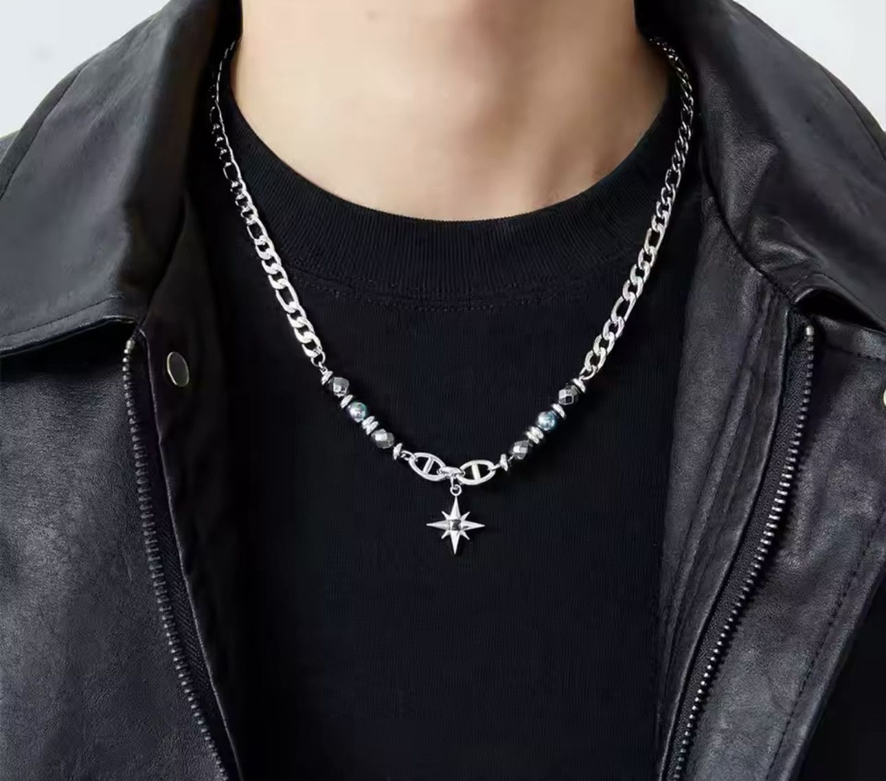 Jewelry Titanium Steel Obsidian Star Necklace Size ONE SIZE - 5 Thumbnail