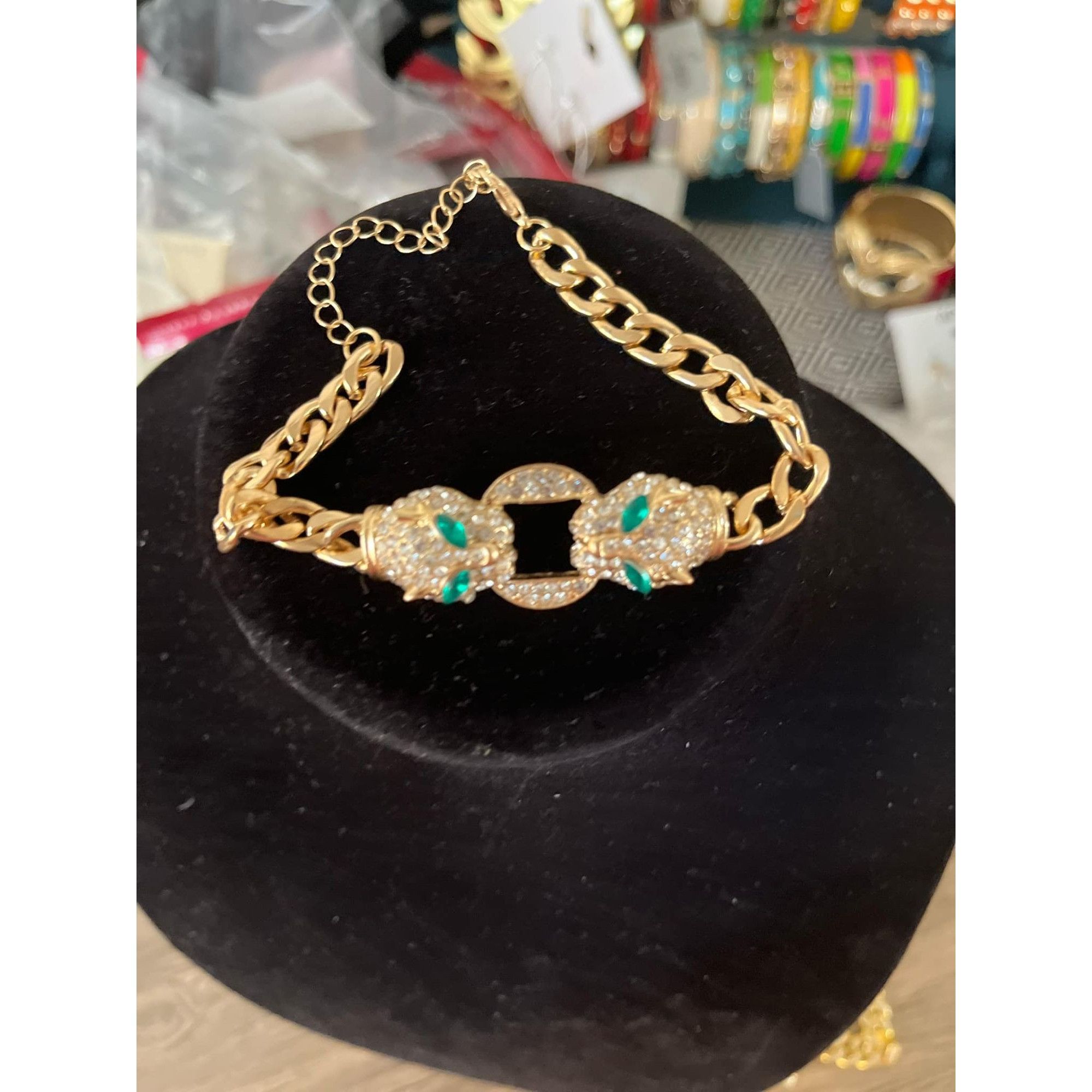 Other Men’s Cougar Gold Tone Bracelet Zircon Leopard Head Anklet C Size ONE SIZE - 2 Thumbnail