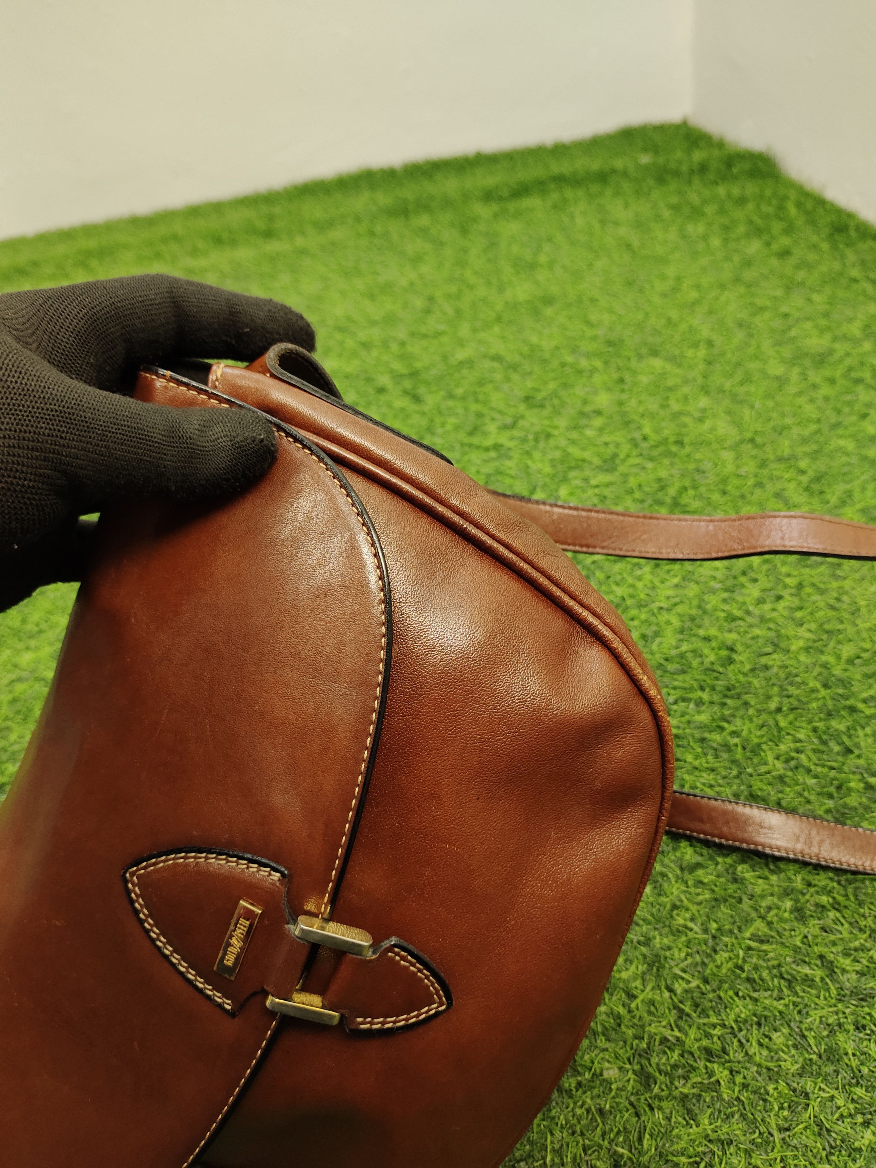 Leather Vintage Gold Pfeil Handmade Patina Leather Sling Bag Size ONE SIZE - 13 Thumbnail