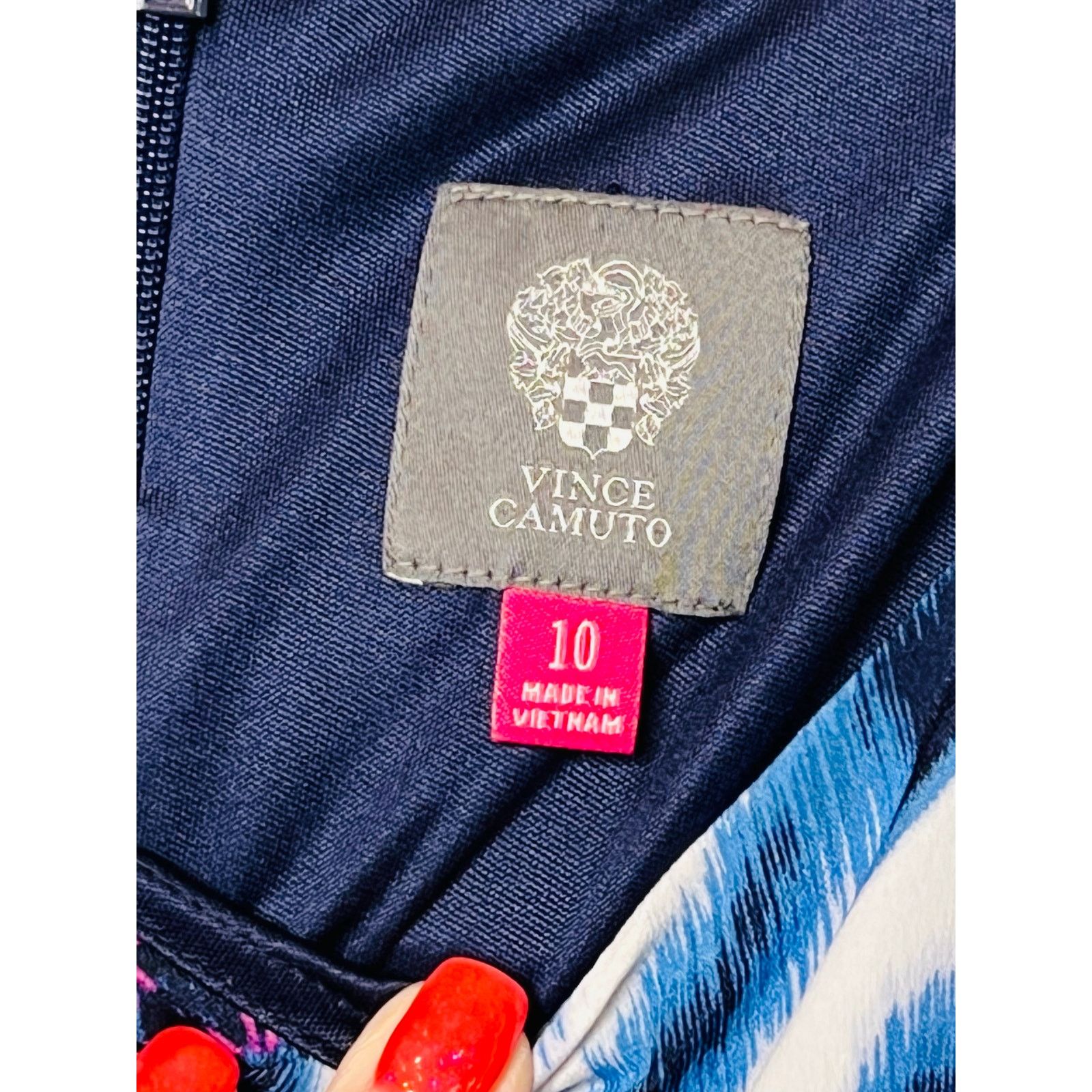 Vince Camuto Vince Camuto Blue Sleeveless Ikat Medallion Shift Dress 10 Size L / US 10 / IT 46 - 2 Thumbnail