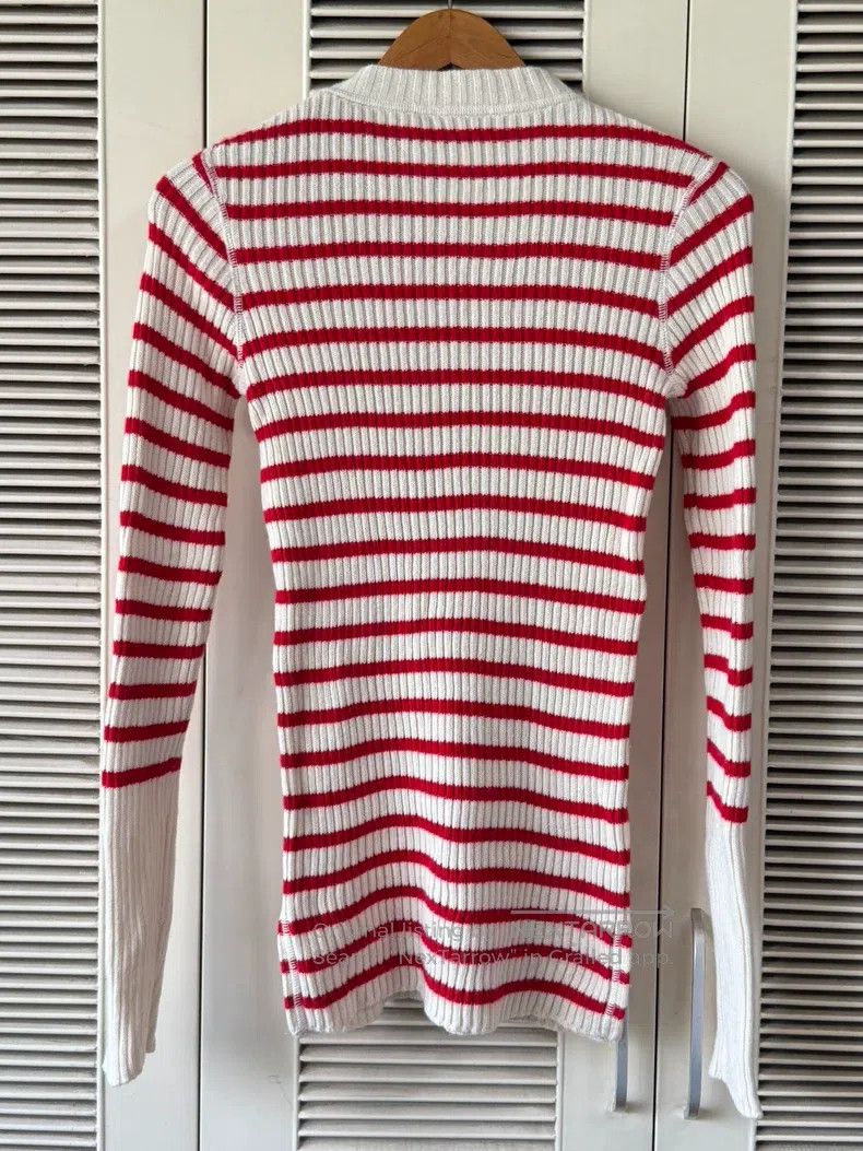 Dior Dior Red and white striped knitwear sweater Size XXS / US 00 / IT 34 - 2 Thumbnail