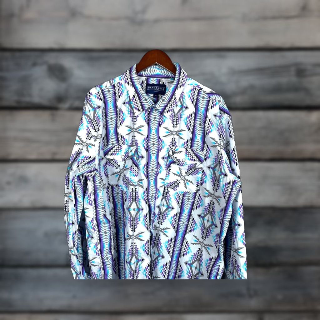 VINTAGE Panhandle Select Men's Western Shirt 2XL Collared Pearl