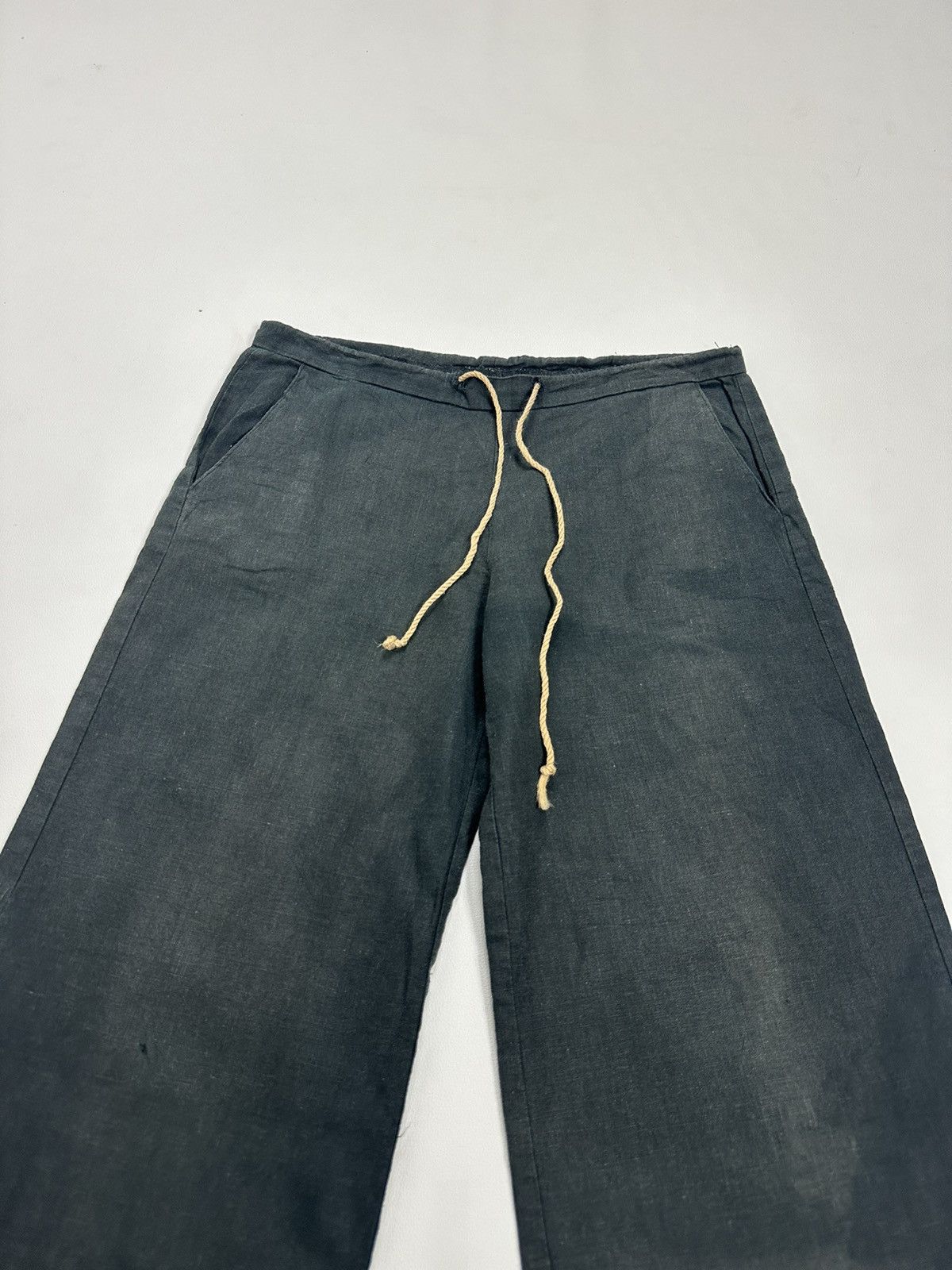 Japanese Brand Goa Faded Flare Low rise drawstring waist Hairy Hem Pants Size US 29 - 2 Thumbnail