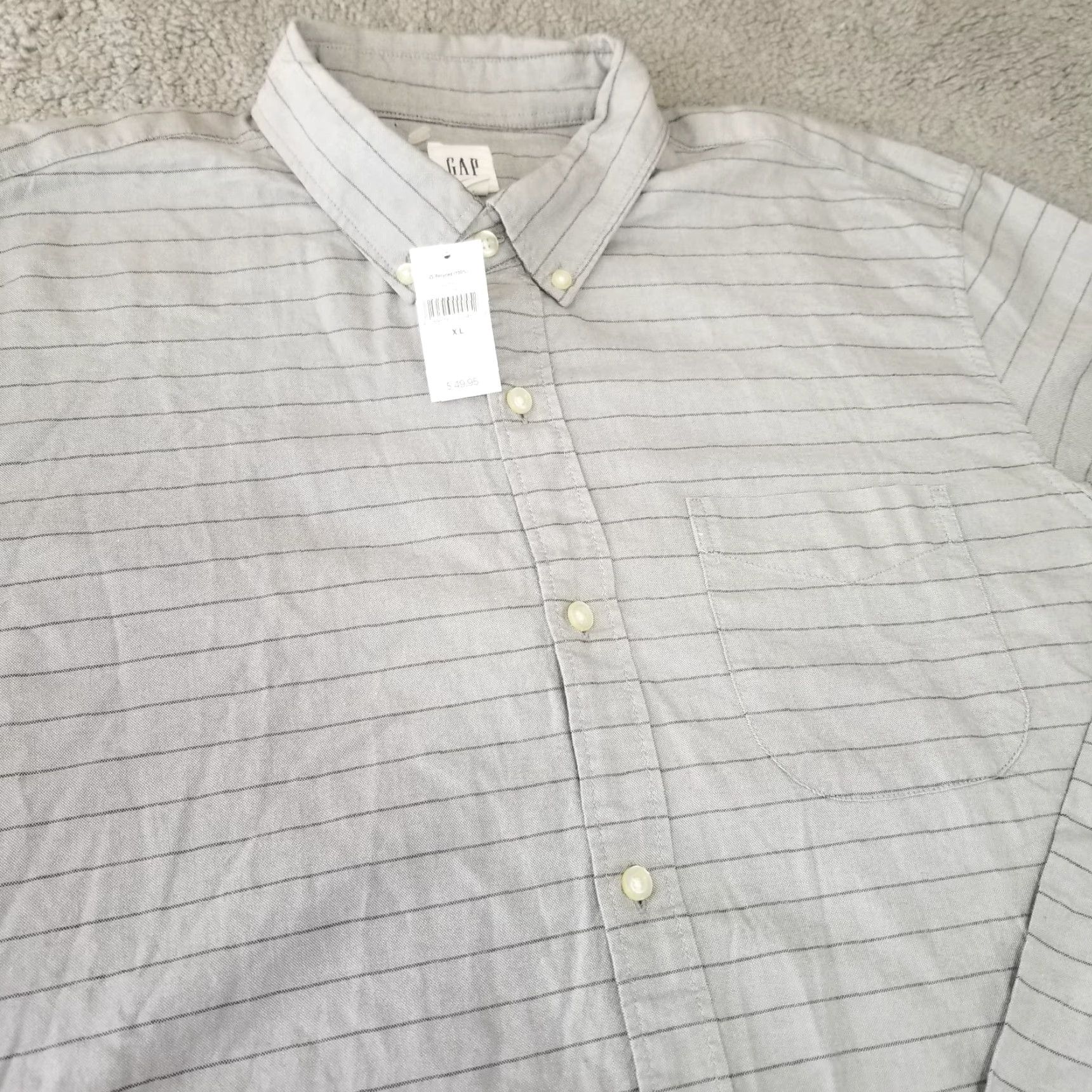 Gap GAP Shirt Mens XL Gray Cotton Knit Button-Up Long Sleeve Casual Size US XL / EU 56 / 4 - 2 Thumbnail