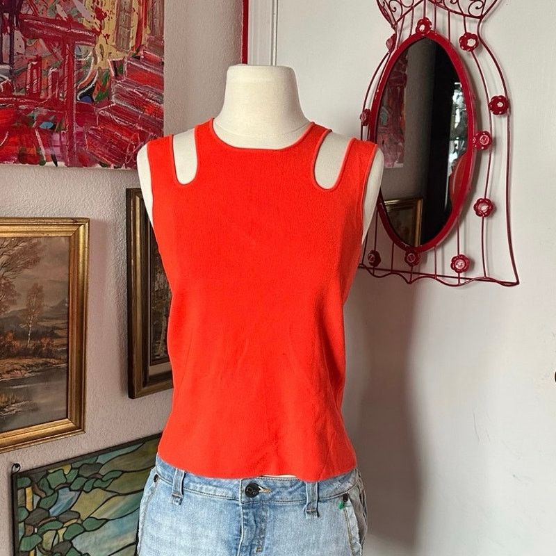 Other no brand bright orange cutout tank top lace Size M / US 6-8 / IT 42-44 - 1 Thumbnail