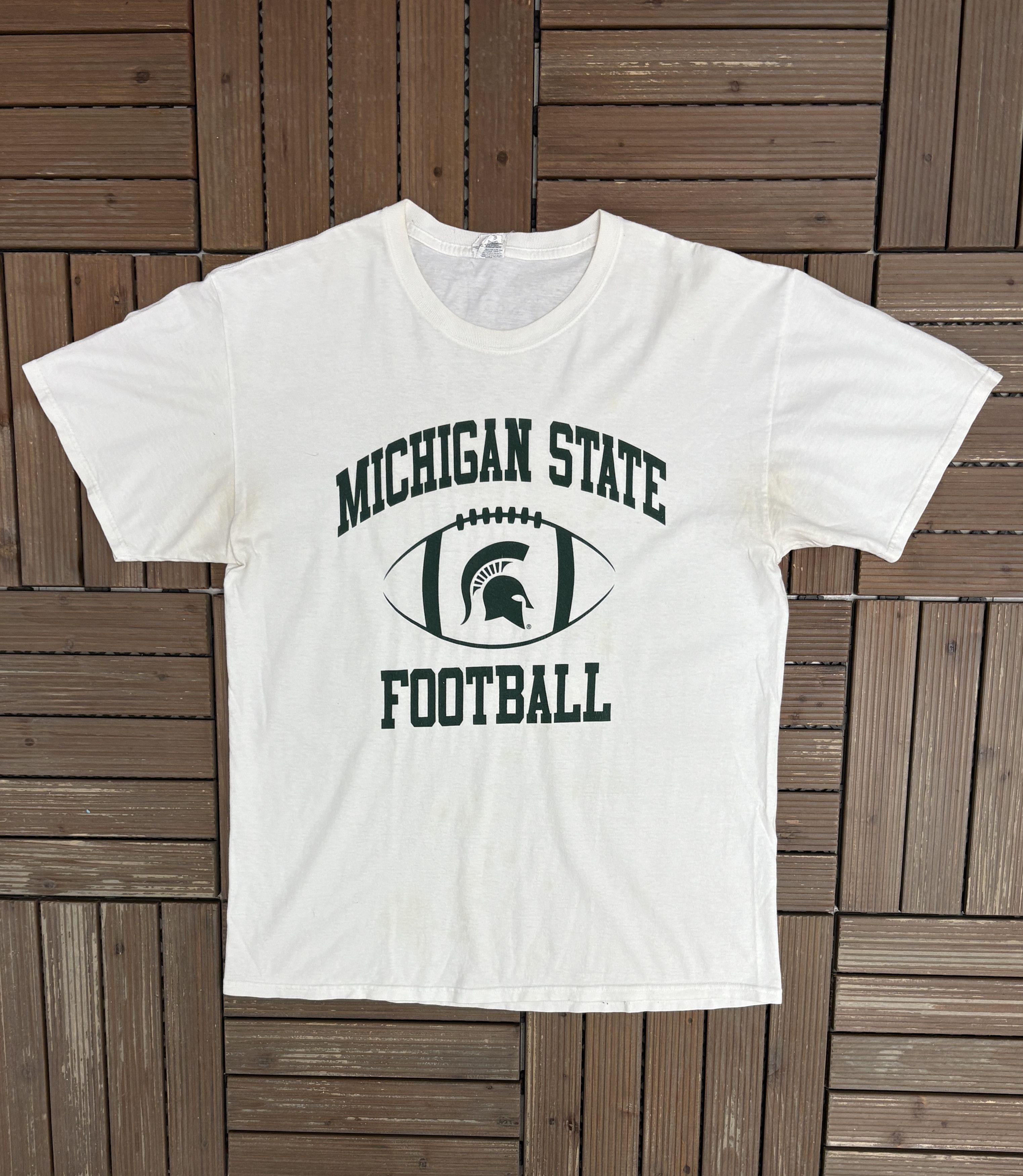 Vintage Michigan State Spartans Football Vintage White T-Shirt Tee Size US L / EU 52-54 / 3 - 1 Thumbnail