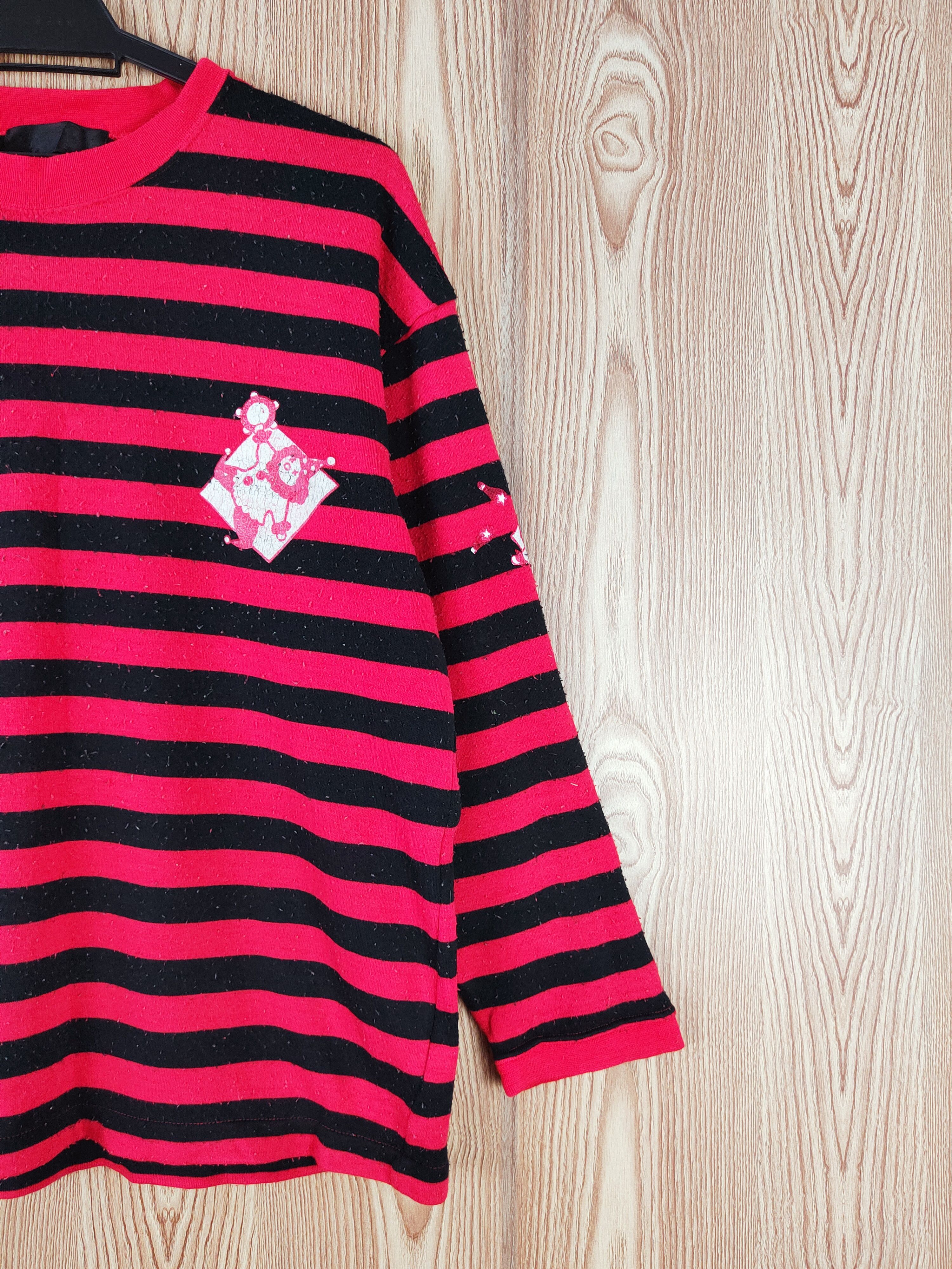 Japanese Brand × Vintage Japanese Brand Red Black Stripe Long Sleeve T-shirts Size L / US 10 / IT 46 - 6 Thumbnail
