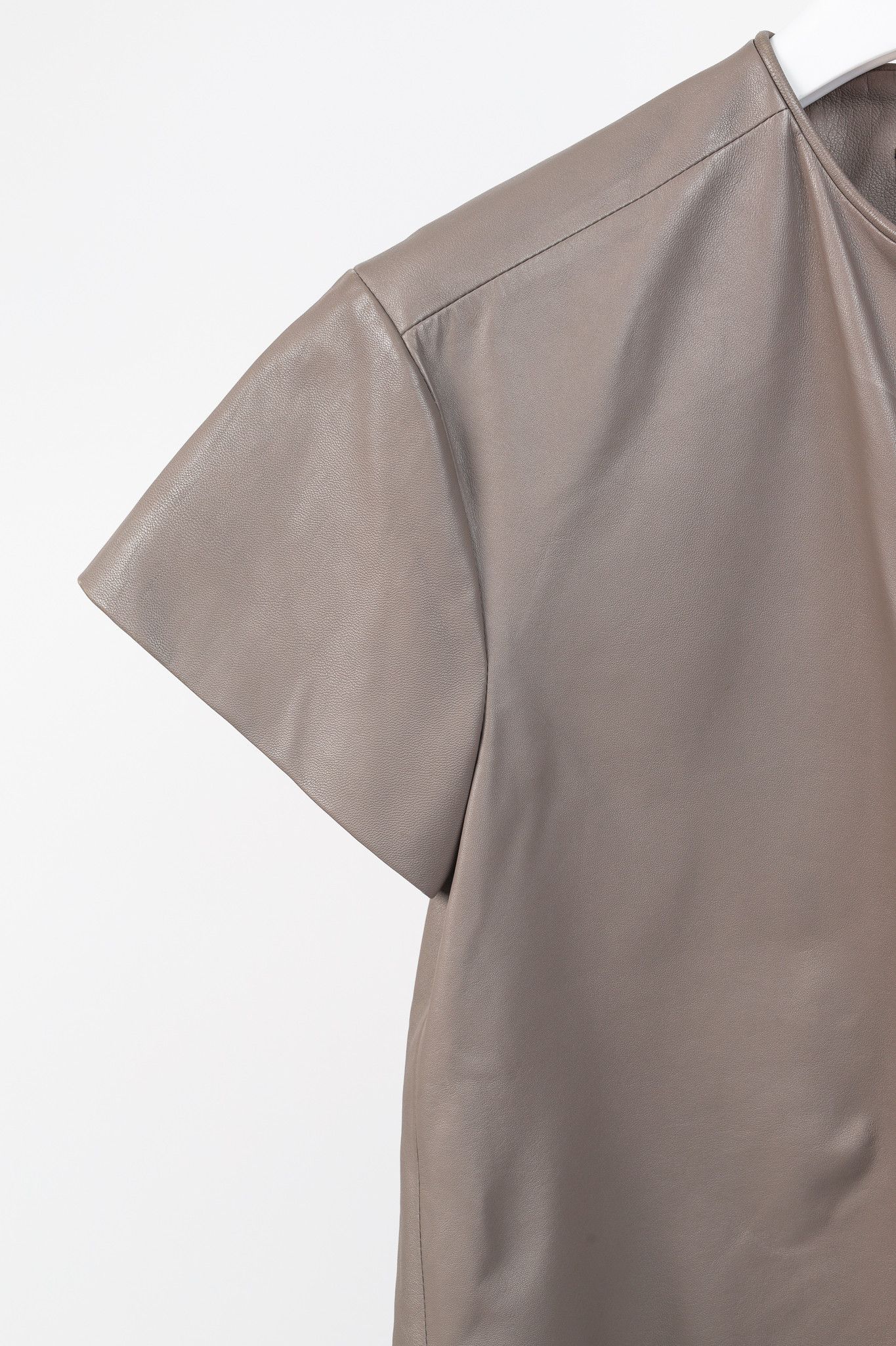 DOROTHEE SCHUMACHER Dorothee Schumacher Grey Leather Short-Sleeve Top Size S / US 4 / IT 40 - 5 Thumbnail