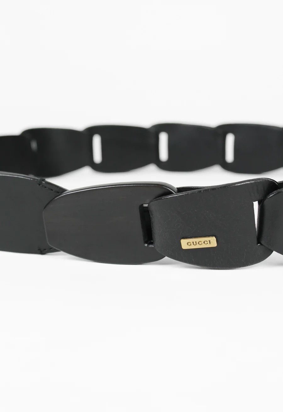 GUCCI TOM FORD SS 1997 BLACK LEATHER CHAIN BELT