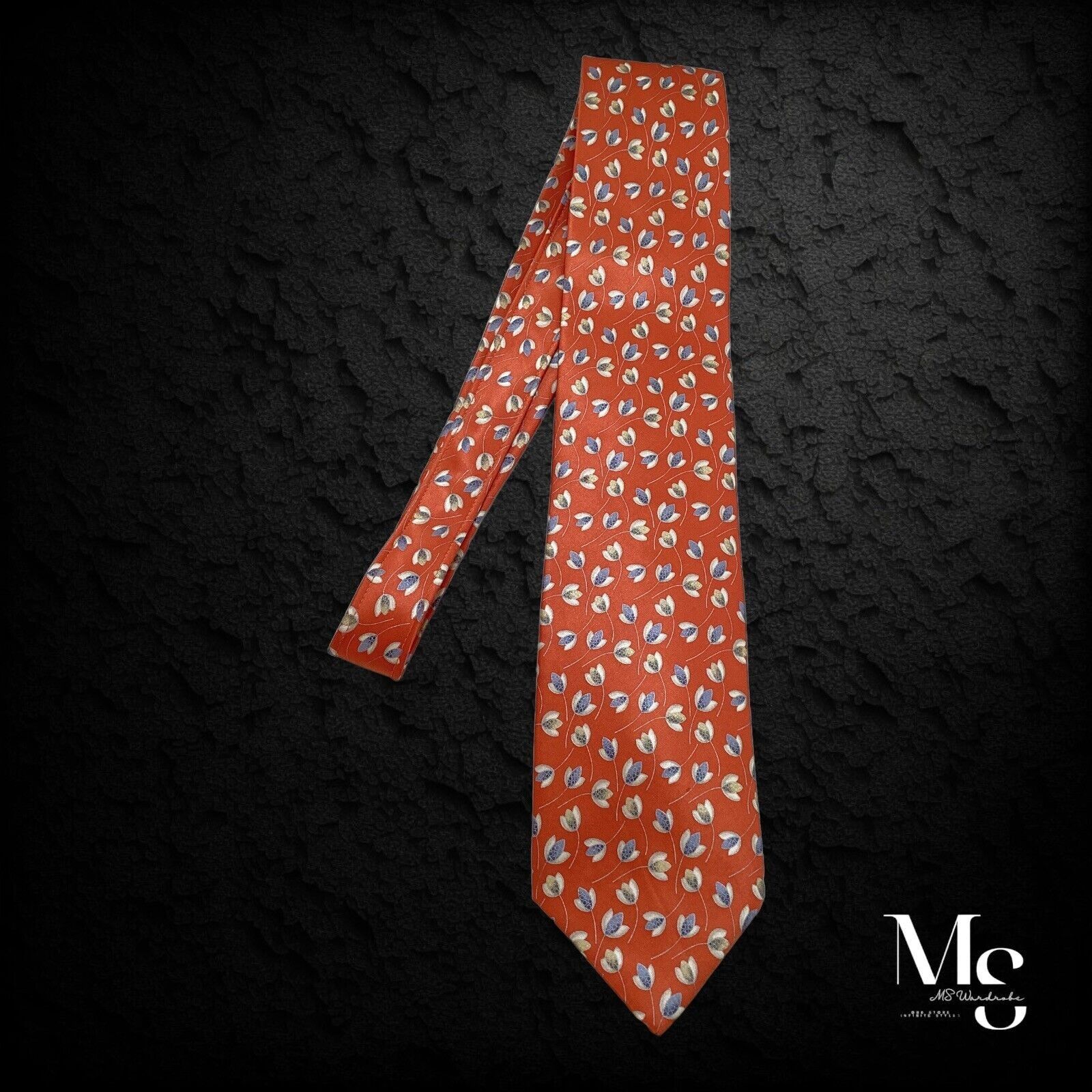 Other ITALO FERRETTI Orange Floral Silk Tie Hand Made In Italy Size ONE SIZE - 7 Thumbnail
