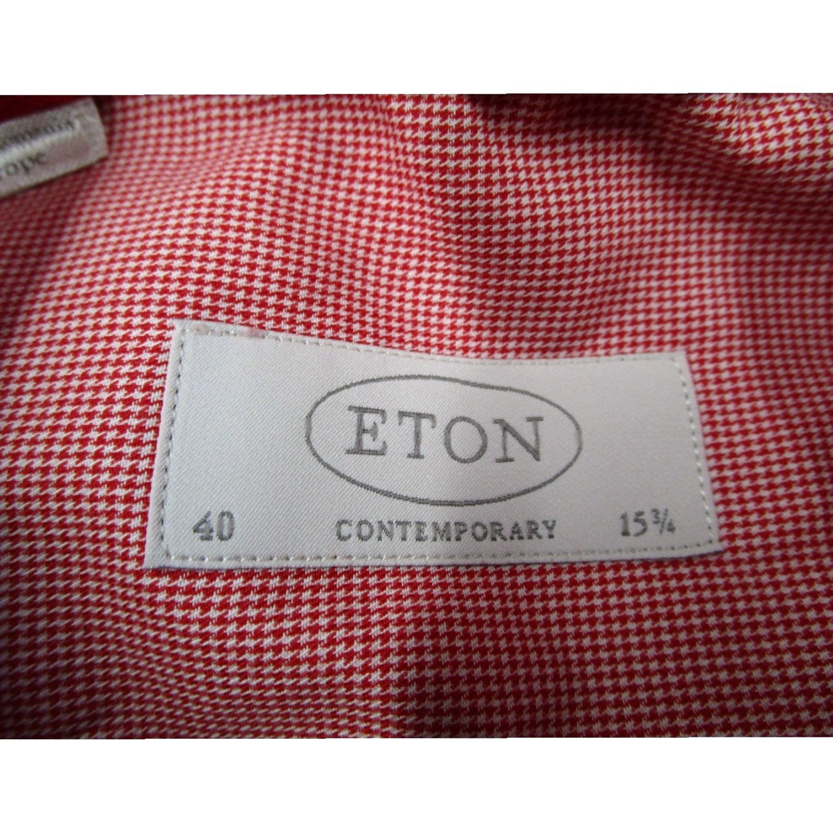 Eton Eton Dress Shirt Mens 15.5 29 Red White Micro Houndstooth Slim Contasting Trim Barrel Cuff Shirt Length 29 Size 42R - 3 Thumbnail