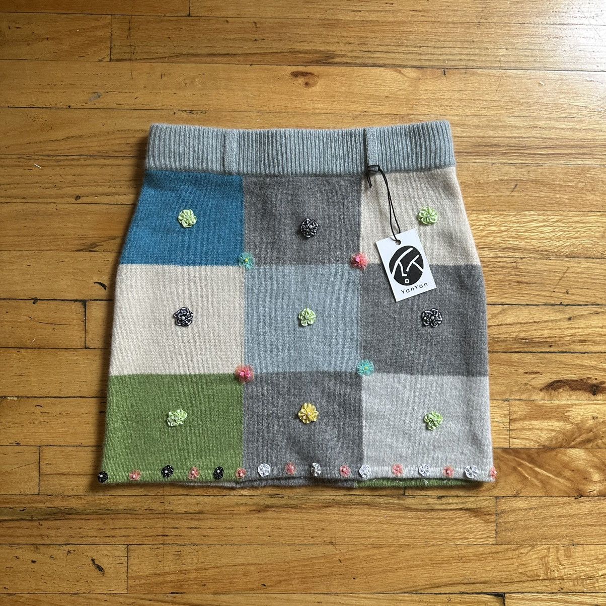 Yan Yan Knits Embellished check knit mini skirt NWT Size 27" / US 4 / IT 40 - 1 Thumbnail