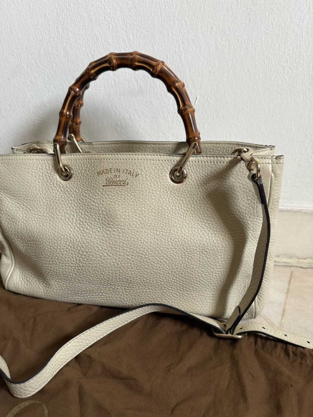 Gucci Gucci Bamboo Shopper Pebbled Leather 2 way Small Size ONE SIZE - 9 Thumbnail