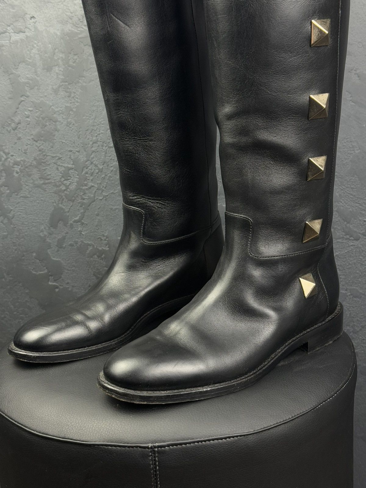Valentino Valentino Garavani Rockstud Black Leather Women’s Knee Boots Size US 8 / IT 38 - 3 Thumbnail