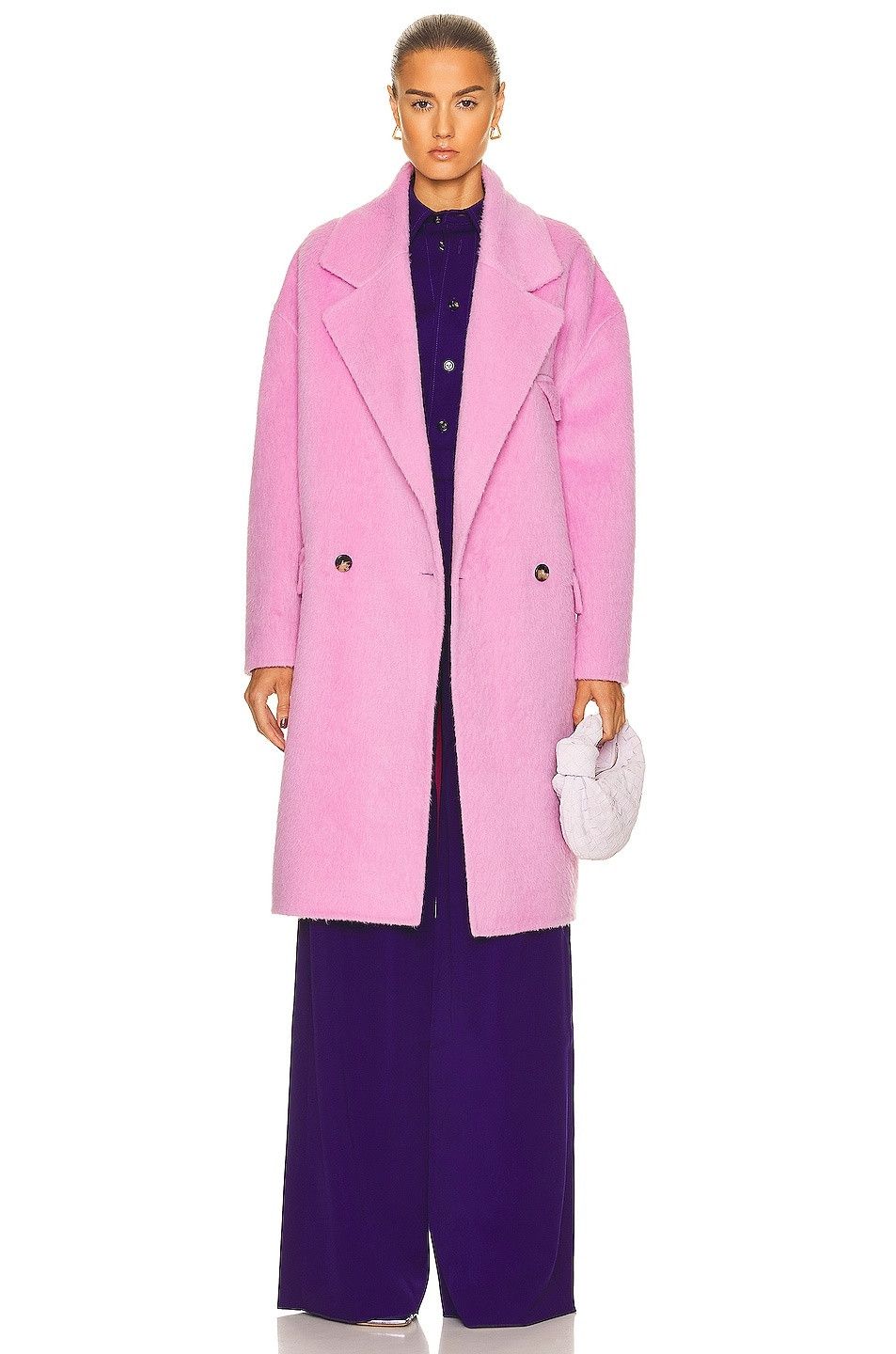 Bottega Veneta o1n1vont1225 Double Face Alpaca Coat in Pink Size XS / US 0-2 / IT 36-38 - 1 Thumbnail