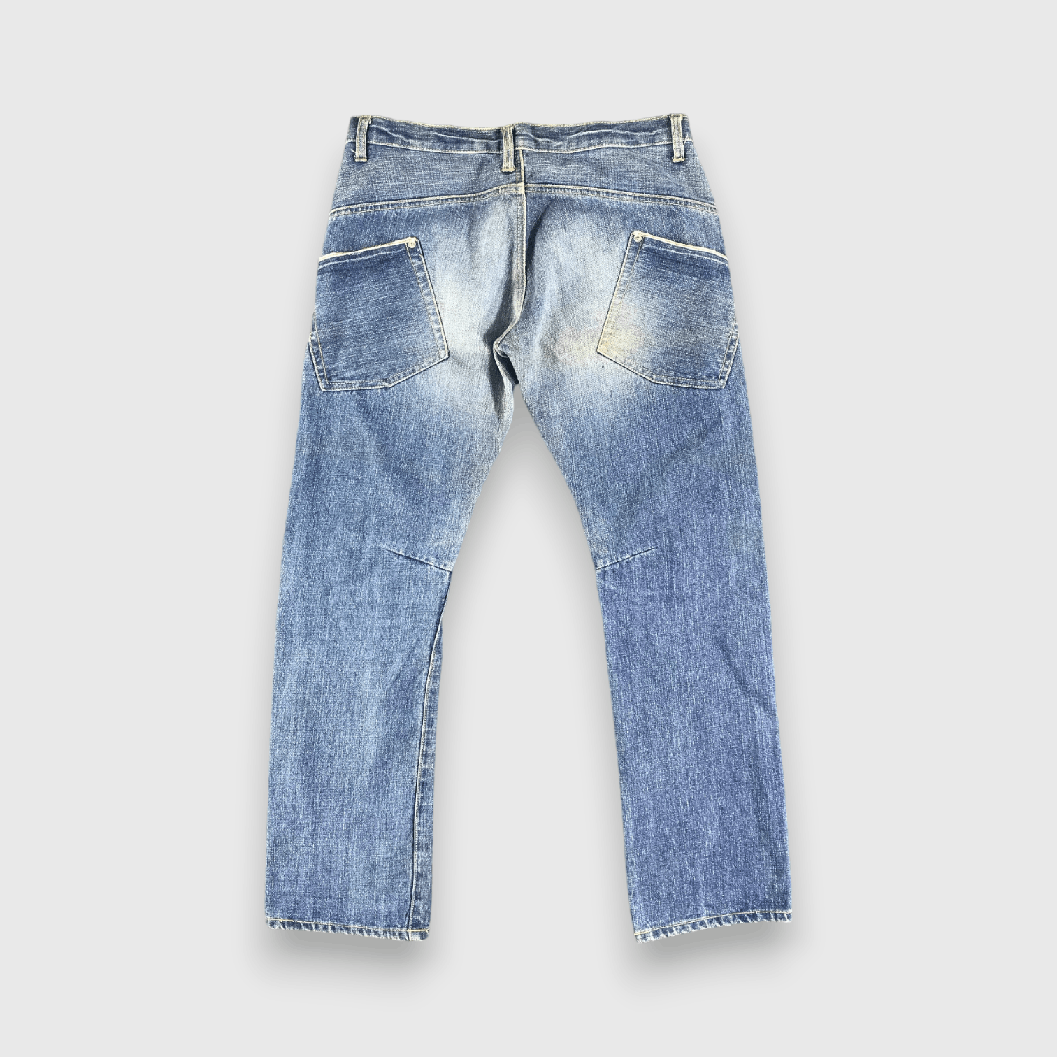 Japanese Brand Olive Des Olive Selvedge Jeans Medium Wash Denim -J2838 Size US 33 - 2 Thumbnail