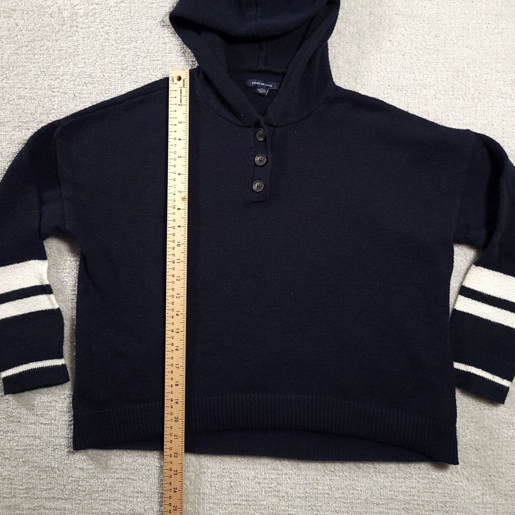 American Eagle Outfitters VINTAGE American Eagle Outfitters Sweatshirt Oversized Hooded Womens Medium Blue Henley Buttons 2000s? Size M / US 6-8 / IT 42-44 - 6 Thumbnail