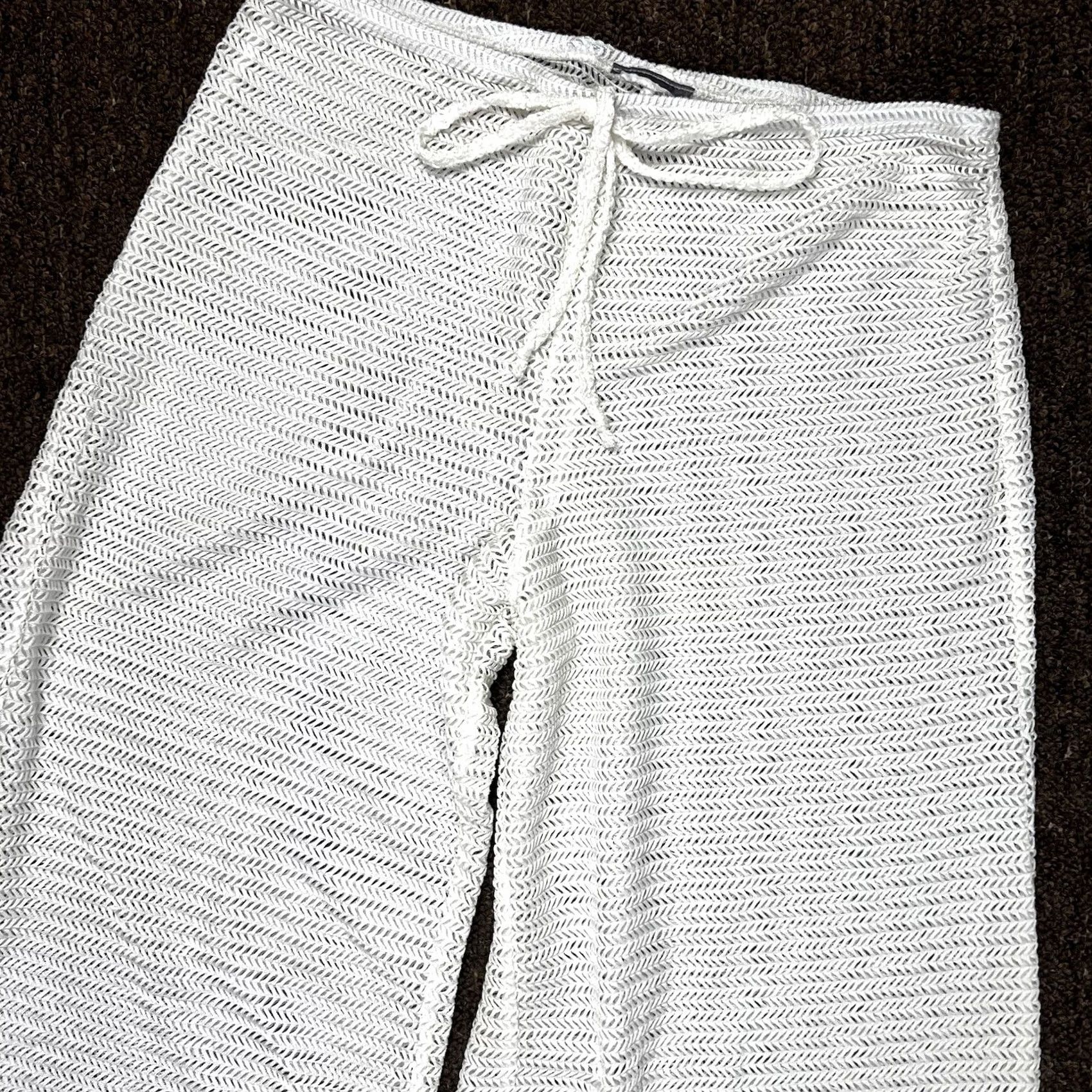Vintage VINTAGE? No — NWOT Crochet High Waist Wide Leg Beach Pool Stylish Pants M White Wide-Leg Pants Women XS? Size 28" / US 6 / IT 42 - 4 Thumbnail