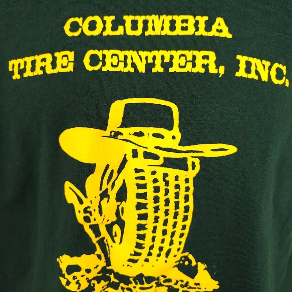 Fruit Of The Loom VINTAGE Texas Tire Cowboy T Shirt Mens Size Medium Green 90s Made In USA Size US M / EU 48-50 / 2 - 3 Thumbnail