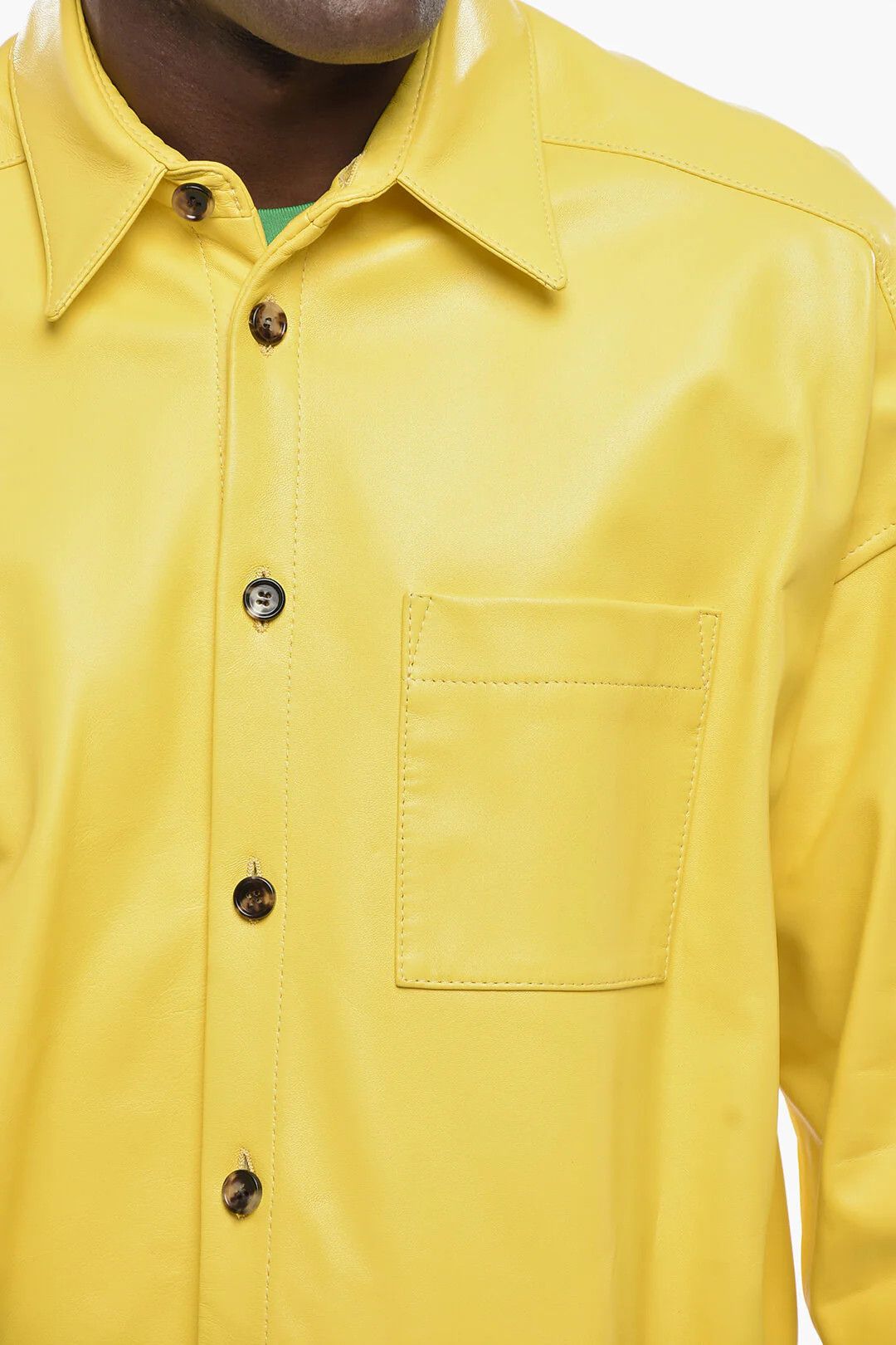 Marni og1mm0326 Leather Overshirt in Yellow Size US L / EU 52-54 / 3 - 3 Thumbnail
