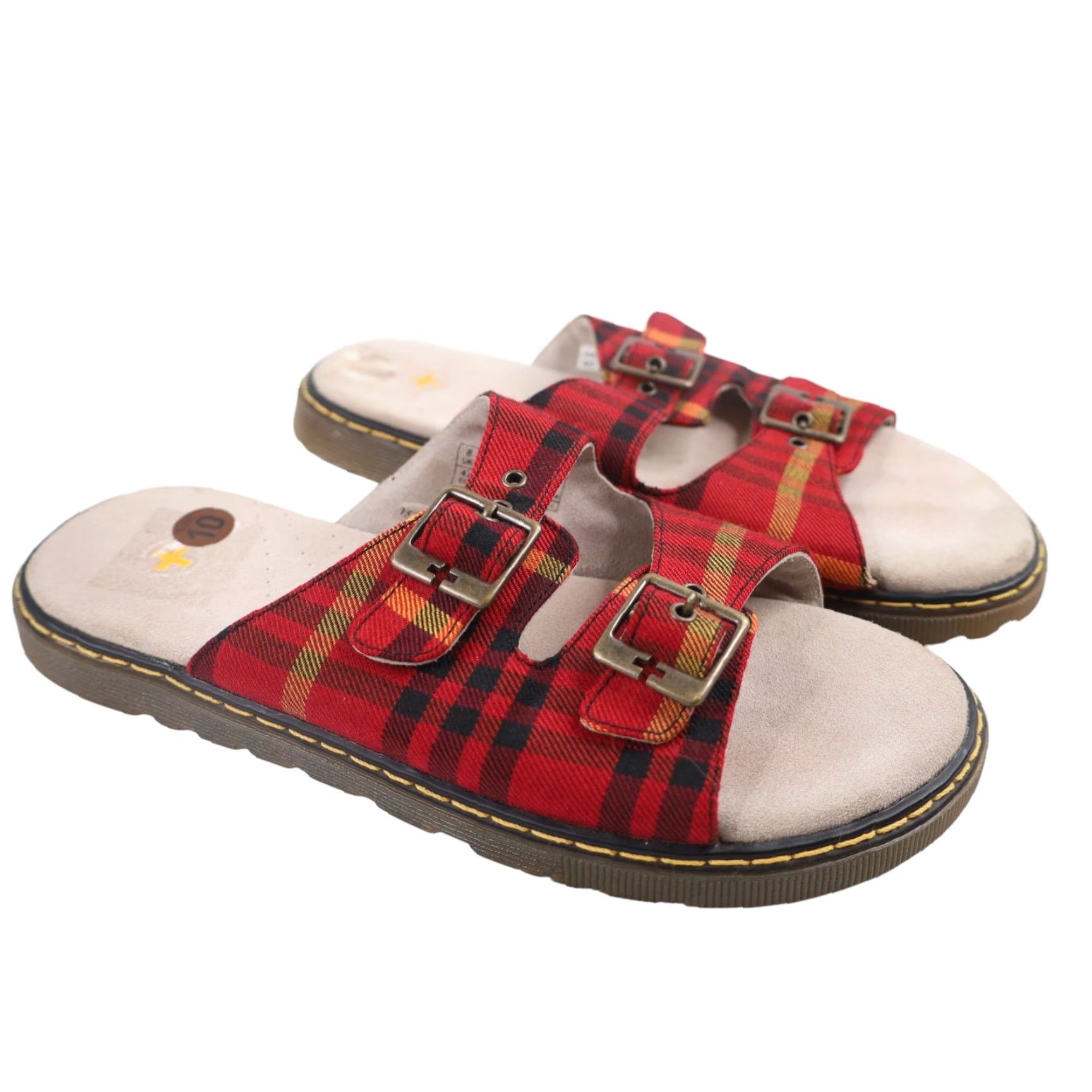 Dr. Martens VINTAGE Dr. Martens Adalia Red Tartan Plaid Buckle Strap Sandals Women's 10 Shoes Size US 10 / IT 40 - 2 Thumbnail