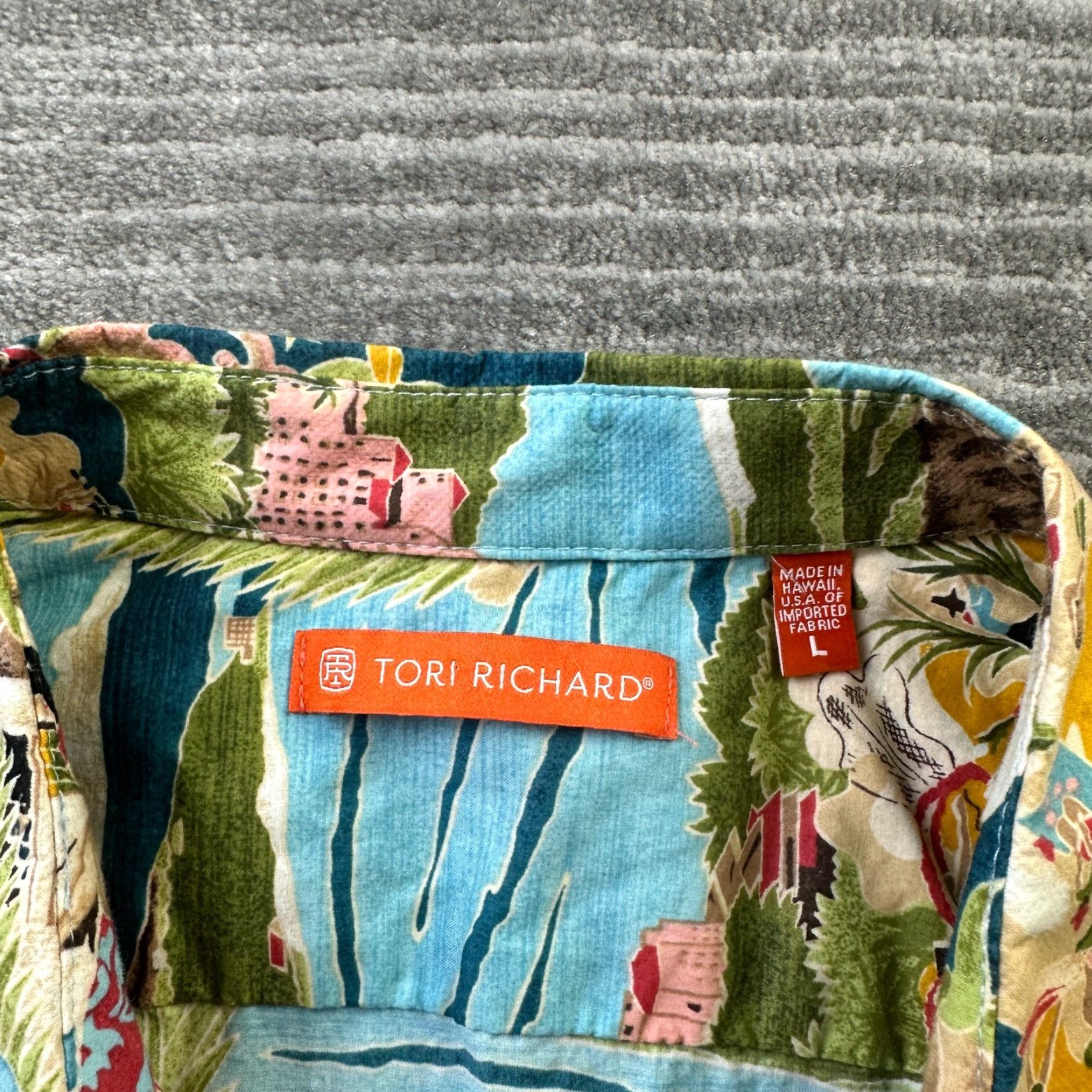 Tori Richard Tori Richard Shirt Mens Large Floral Hawaiian Button Up Boat Day Blue Cotton Size US L / EU 52-54 / 3 - 6 Thumbnail