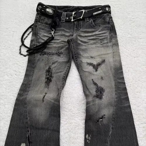 VIBE Y2K Micro Flared Washed Black Denim Pant Size US 36 / EU 52 - 7 Thumbnail