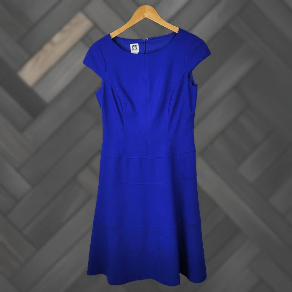 anne klein blue dress Anne Klein Jenna Drawstring Midi Dress Distant Mountain/Shore Blue Multi main image 1
