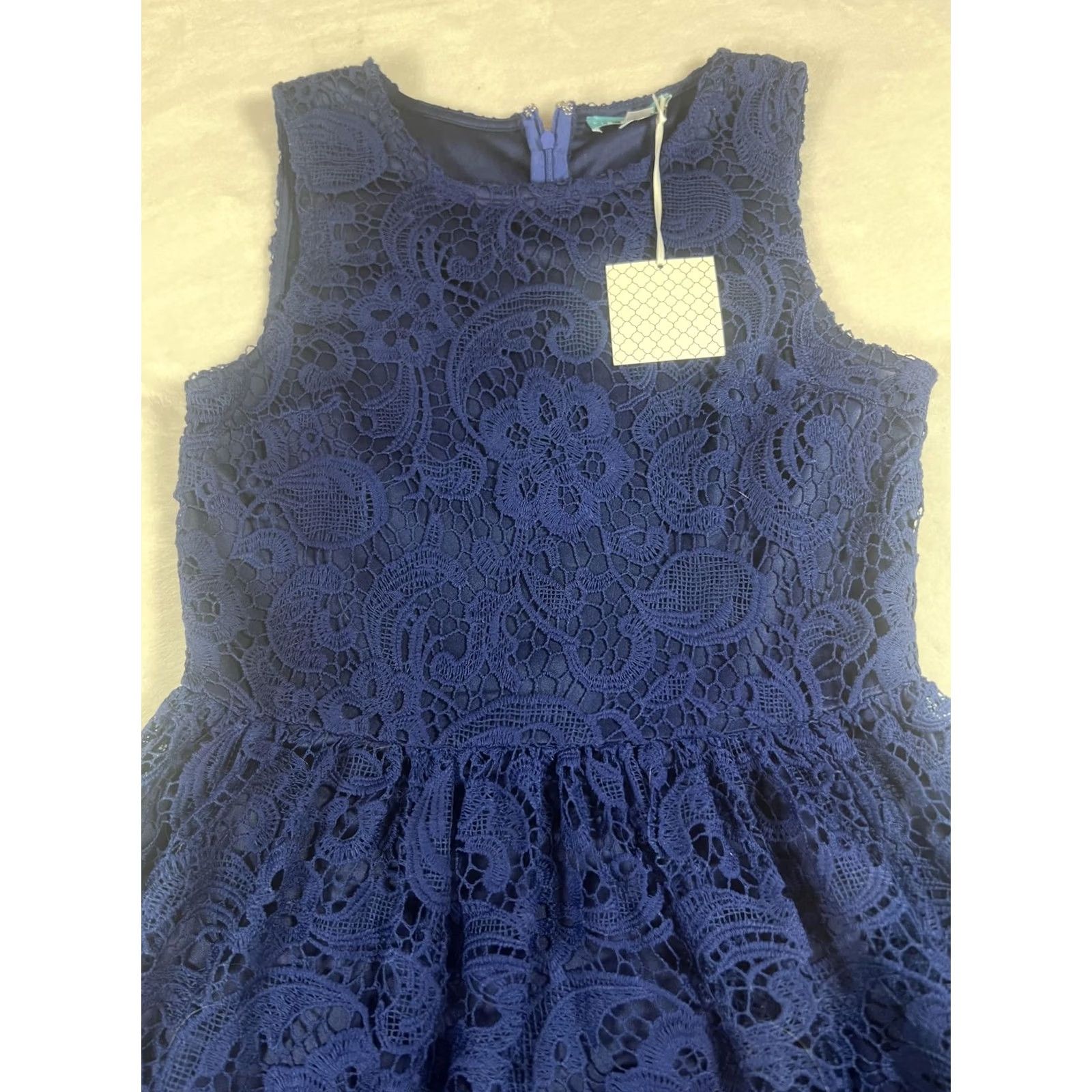 Vintage Pim + Larkin Dress Large Blue Lace Fit & Flare Knee Length Party Womens Size L / US 10 / IT 46 - 6 Thumbnail