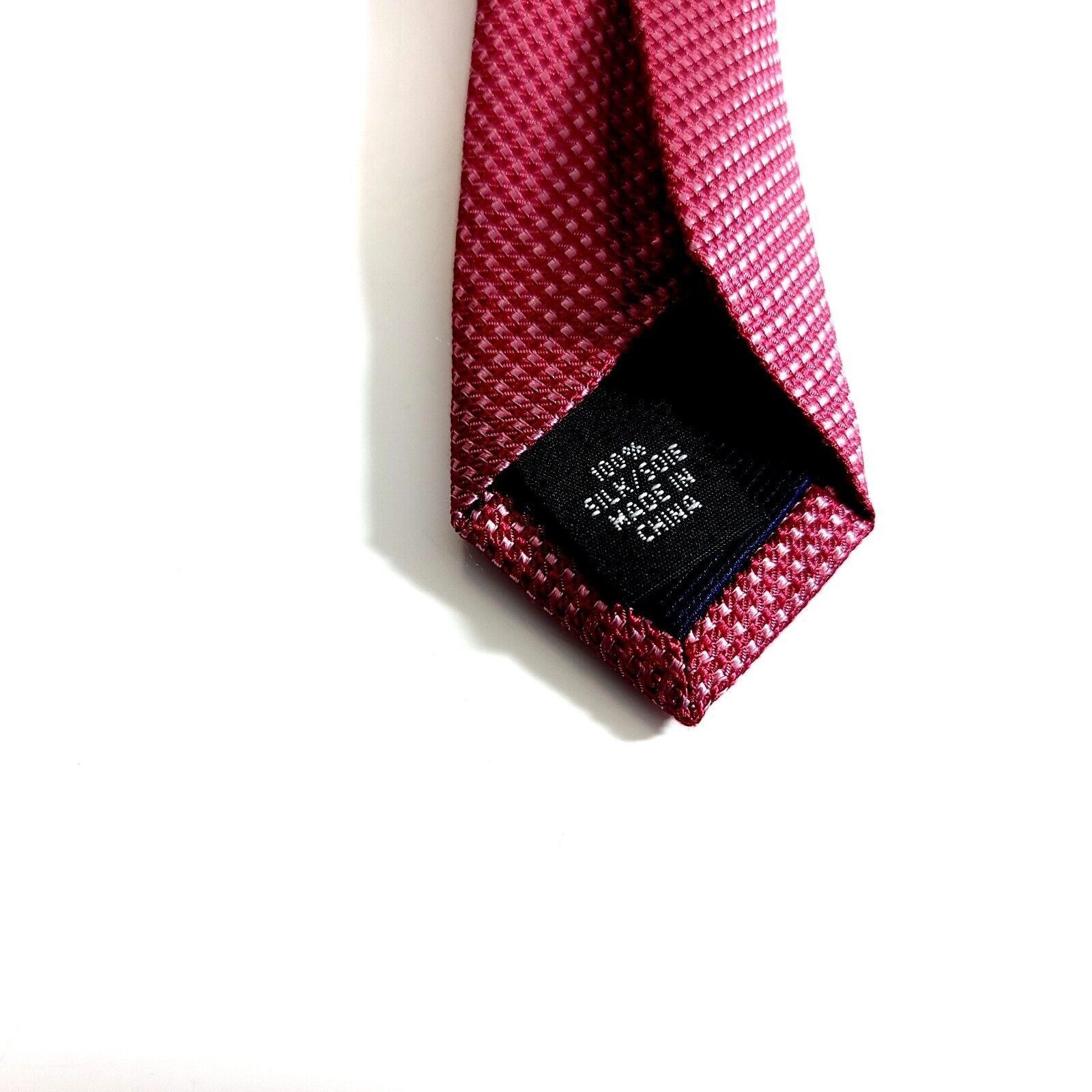 Michael Kors Michael Kors Red Pink Check Woven Silk Tie Size ONE SIZE - 4 Thumbnail