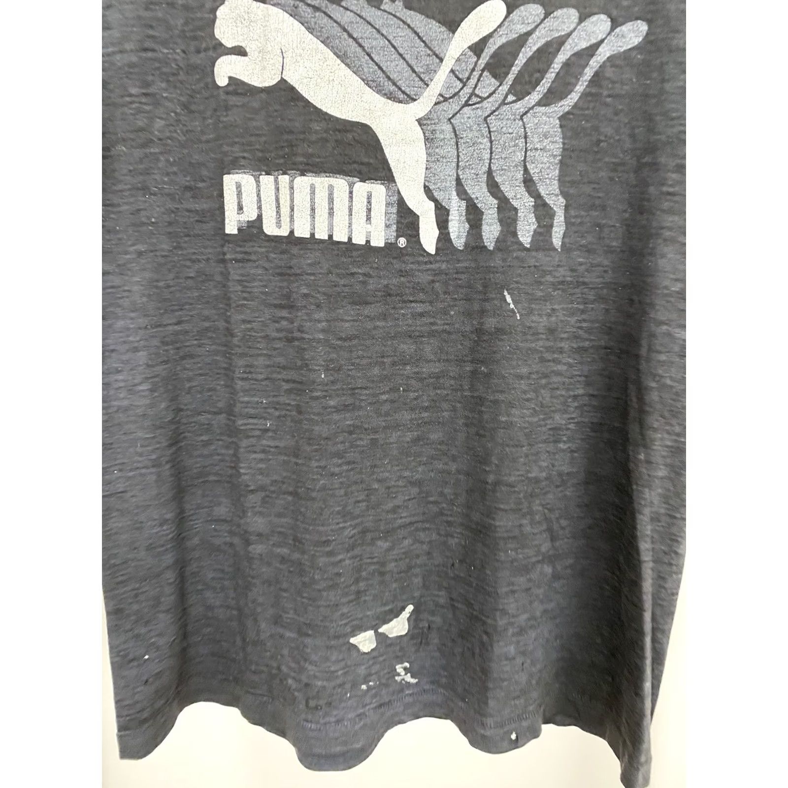 Puma VTG Puma 80s Grunge Distressed Faded 50/50 T-Shirt M Black Short Sleeve Shirt Mens Size US M / EU 48-50 / 2 - 5 Thumbnail