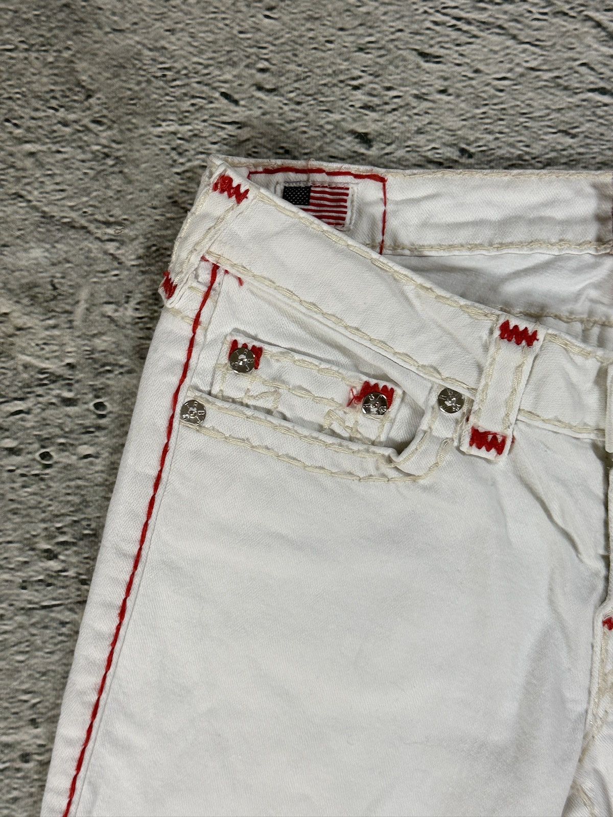 True Religion True Religion vintage white jeans slim Stella red stitching Size 31" - 8 Thumbnail