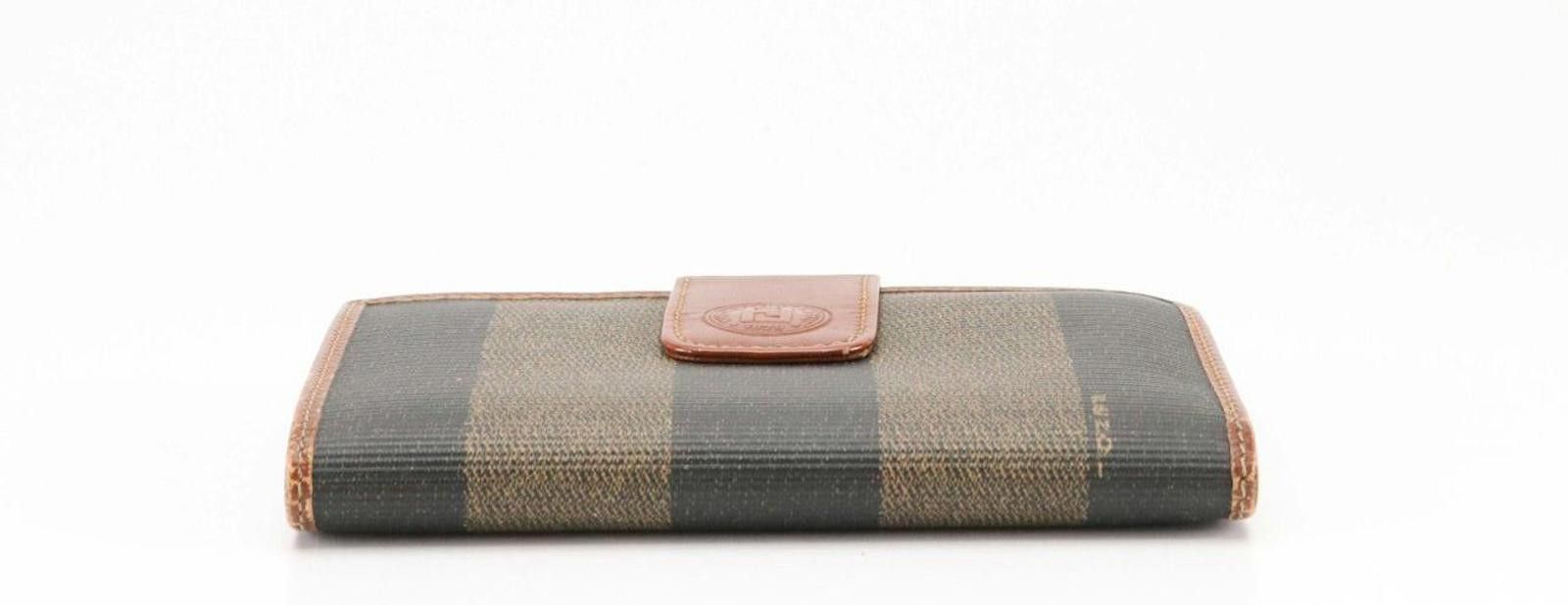 Fendi Vintage Fendi Vintage Striped Wallet with Brown Leather Trim Size ONE SIZE - 4 Thumbnail