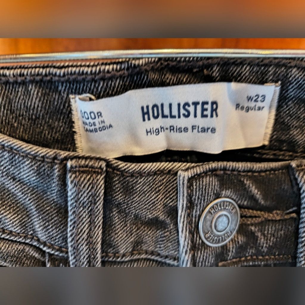 Hollister Hollister Dark Wash Black/Gray Flare Jeans NWT Size 23" - 3 Thumbnail